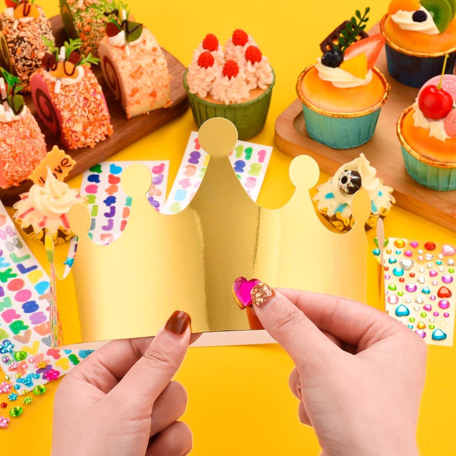 Kit de Coronas de Papel Doradas para Cumpleaños - 10 Piezas