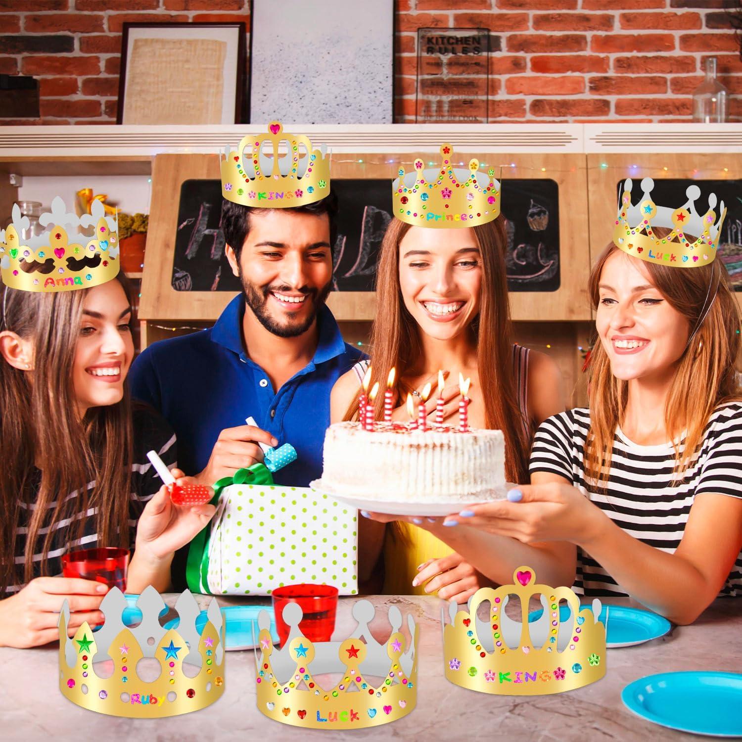 Kit de Coronas de Papel Doradas para Cumpleaños - 10 Piezas