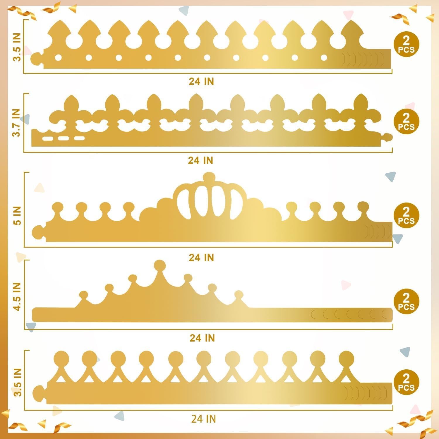 Kit de Coronas de Papel Doradas para Cumpleaños - 10 Piezas