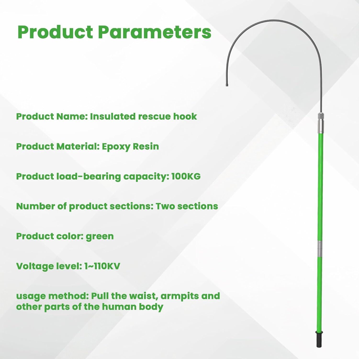 Gancho de Rescate Aislado Mounleve 3.29m 35kV Verde