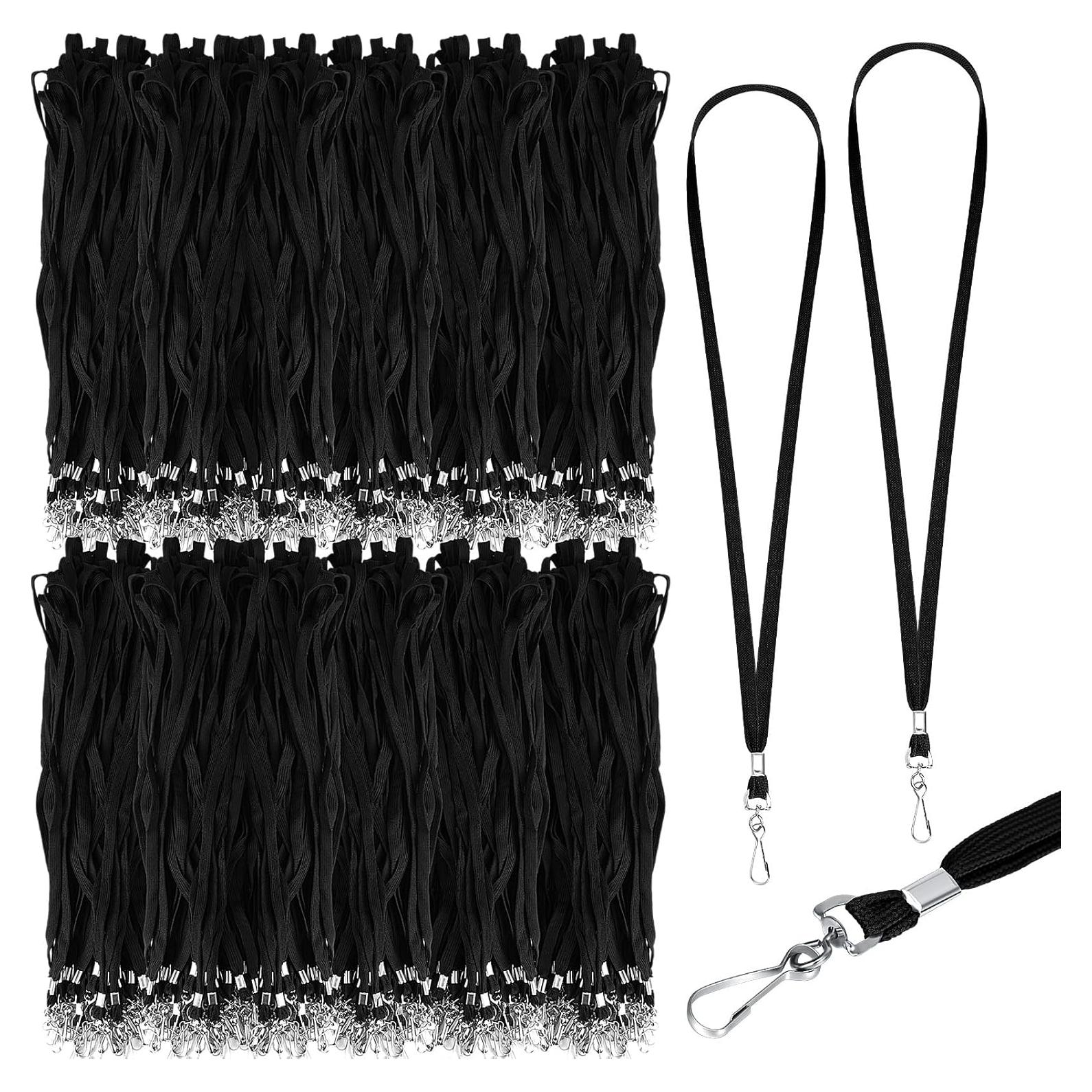 Paquete de 500 Lanyards Negro Wesnoy con Clip Giratorio