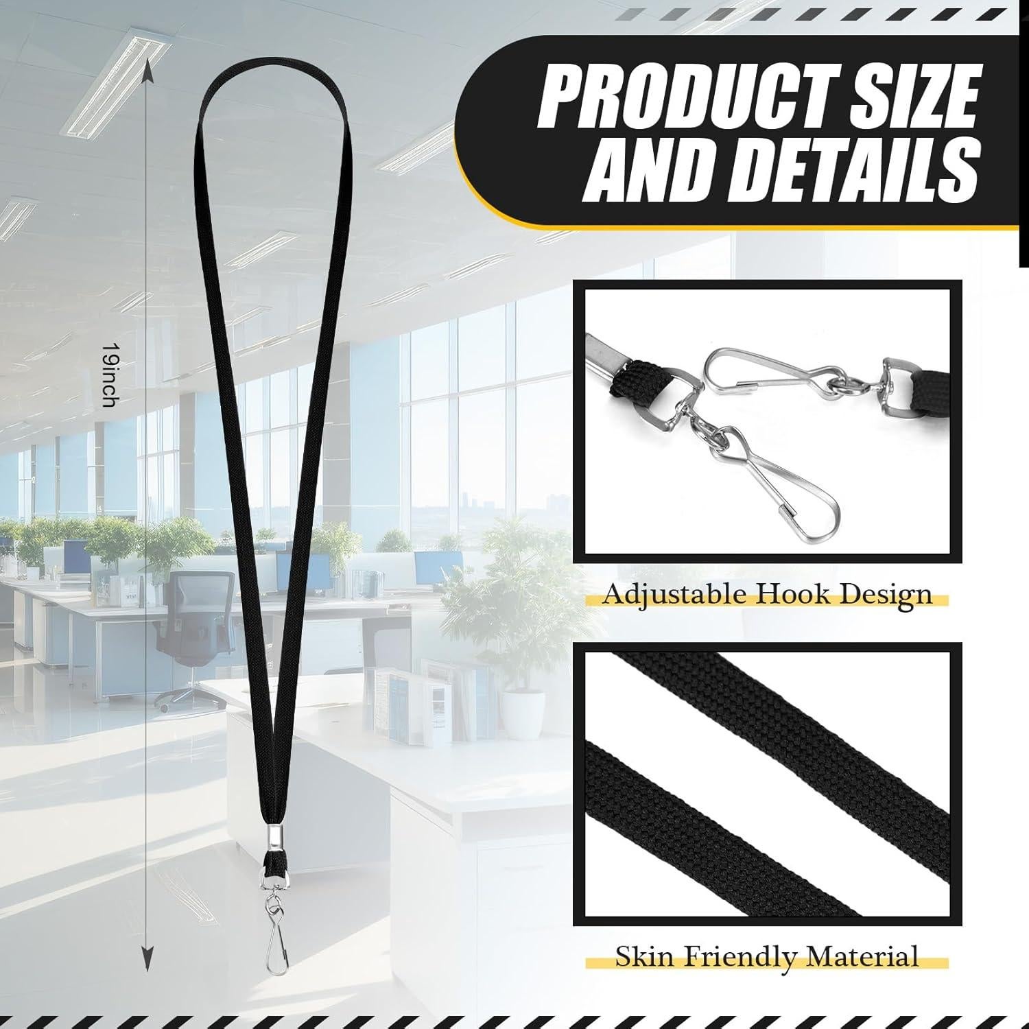 Paquete de 500 Lanyards Negro Wesnoy con Clip Giratorio