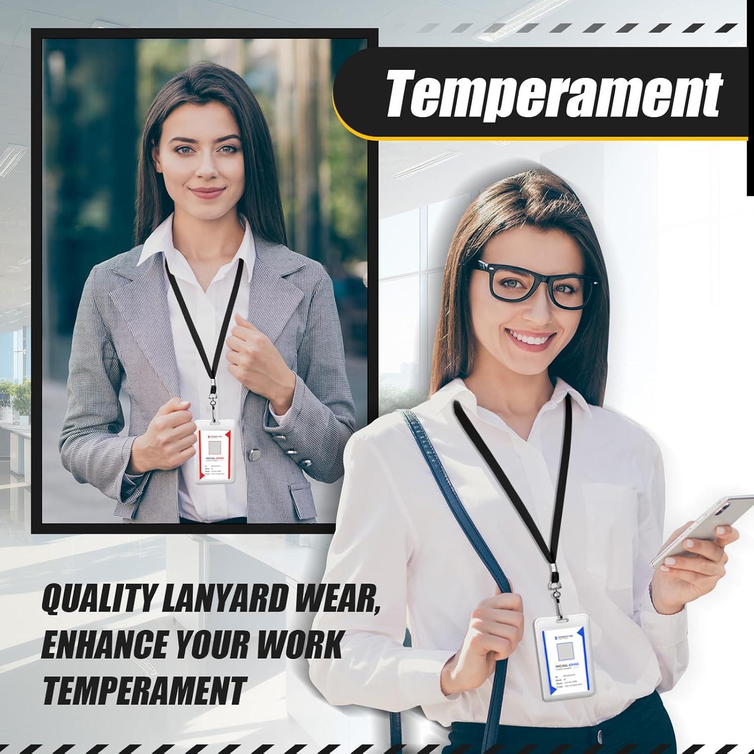 Paquete de 500 Lanyards Negro Wesnoy con Clip Giratorio