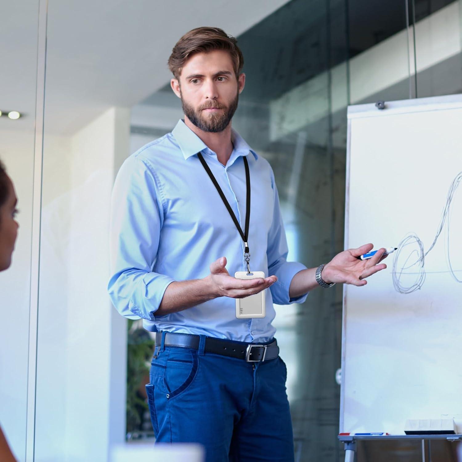 Paquete de 500 Lanyards Negro Wesnoy con Clip Giratorio