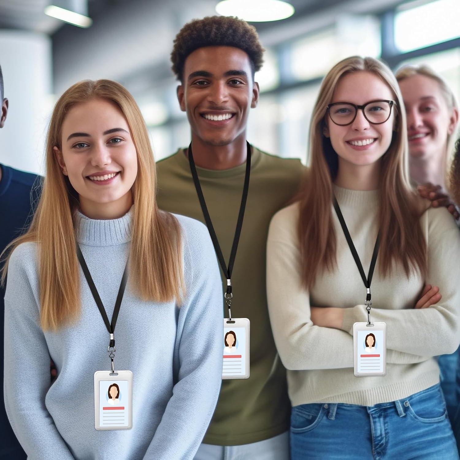 Paquete de 500 Lanyards Negro Wesnoy con Clip Giratorio