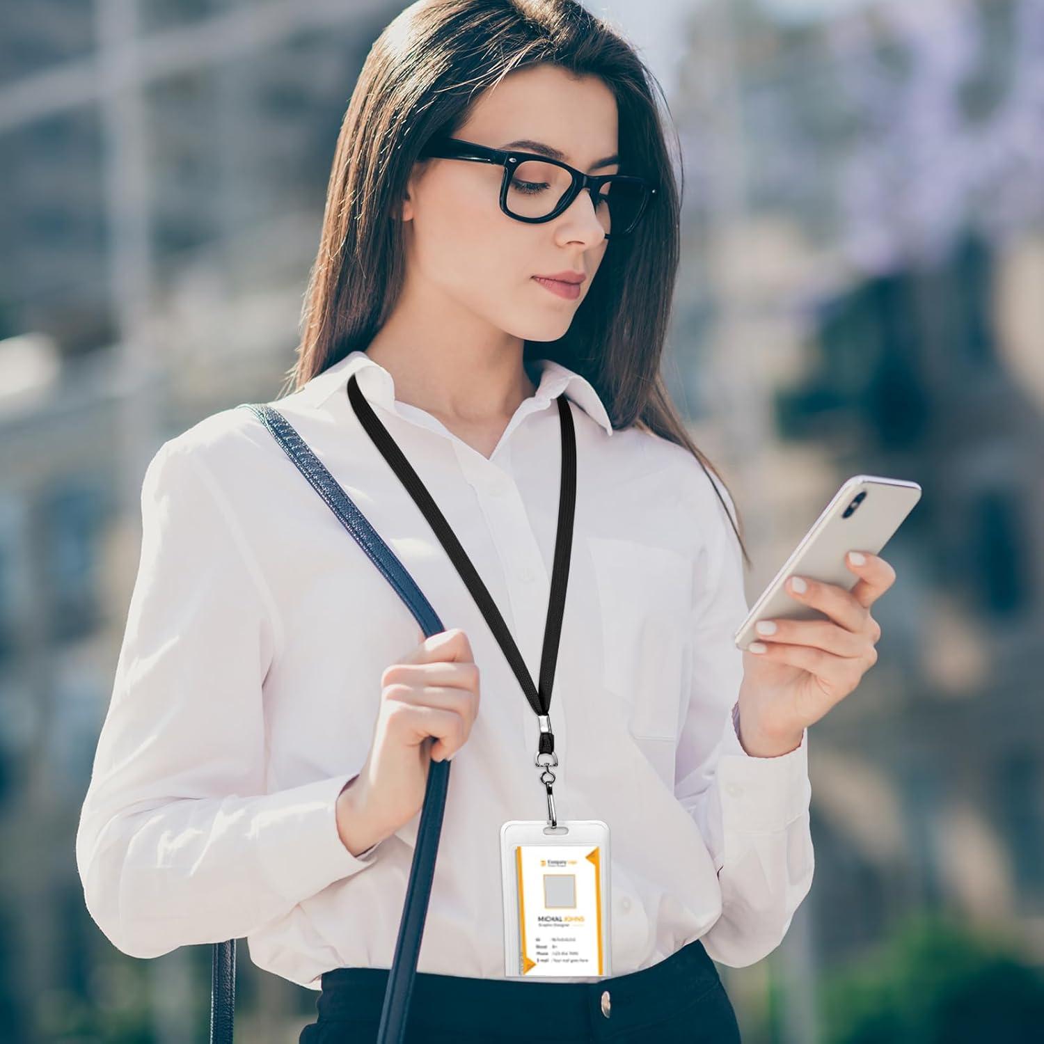 Paquete de 500 Lanyards Negro Wesnoy con Clip Giratorio