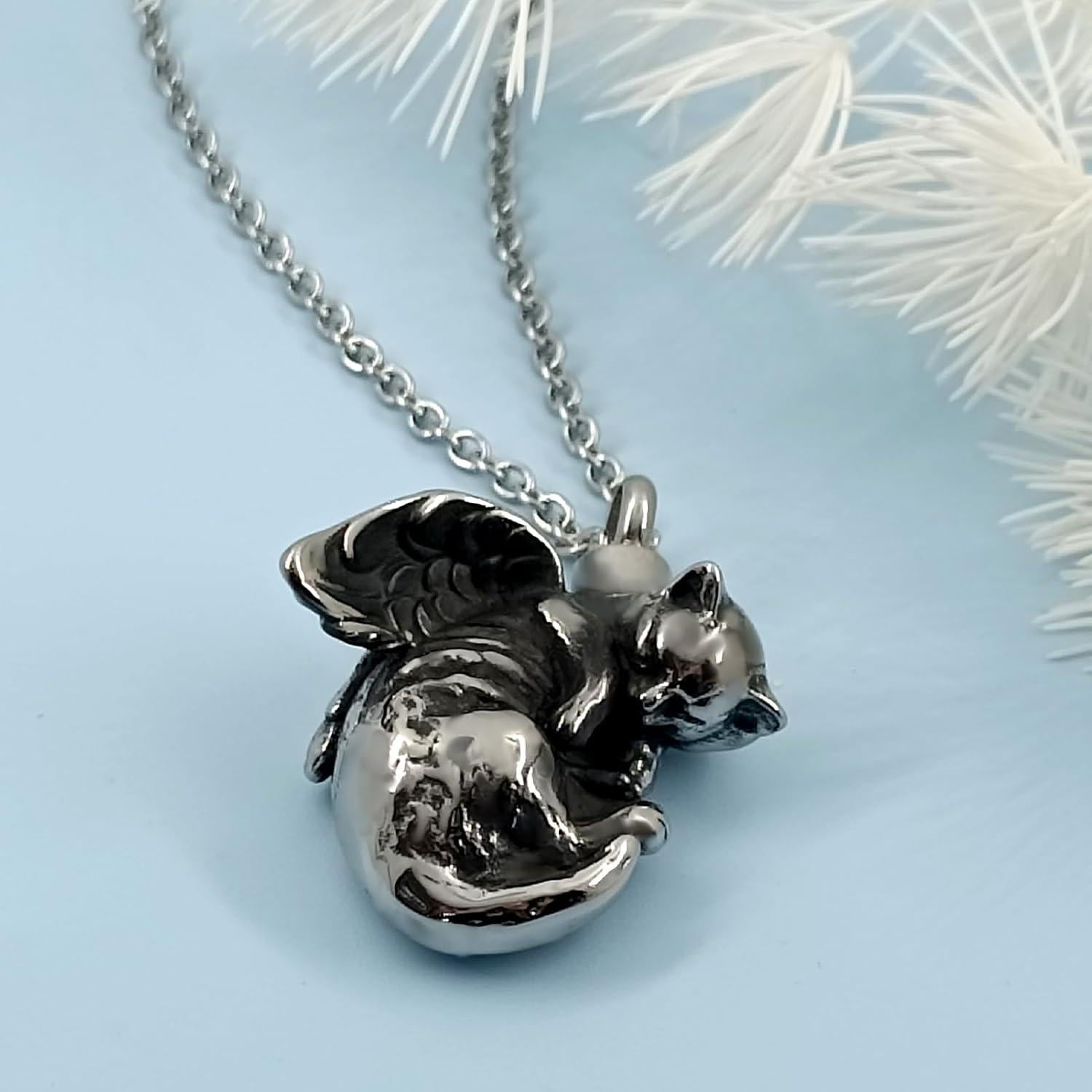 Collar de Urna de Crema QeenseKc Ángel Gato para Cenizas