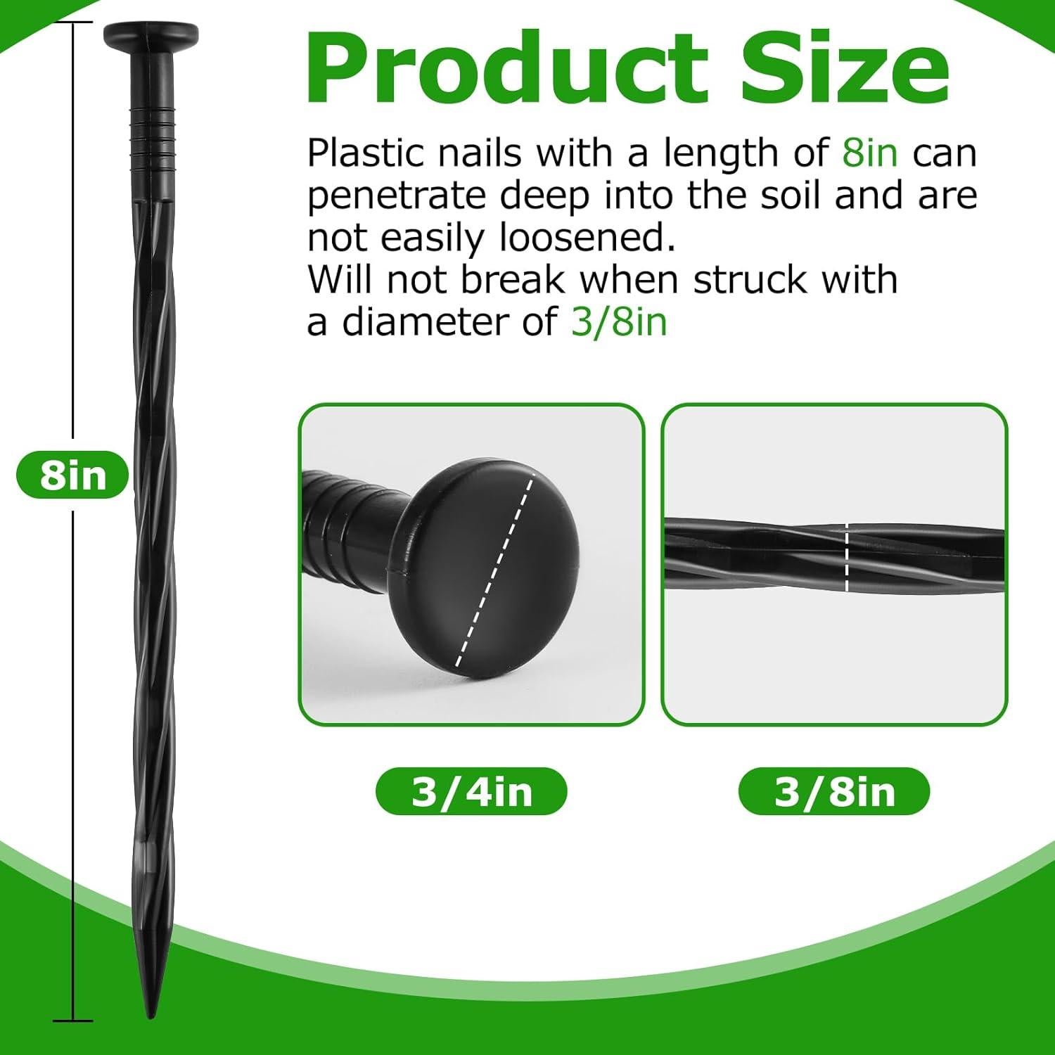 50 Clavos de Plástico para Paisajismo DharBnt 20.32 cm