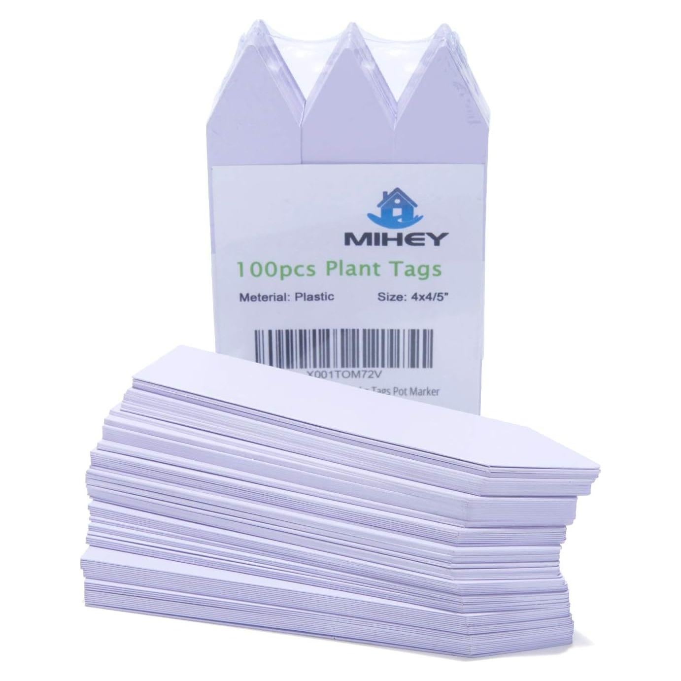 100 Etiquetas de Plástico para Jardín MIHEY 10 cm Blancas