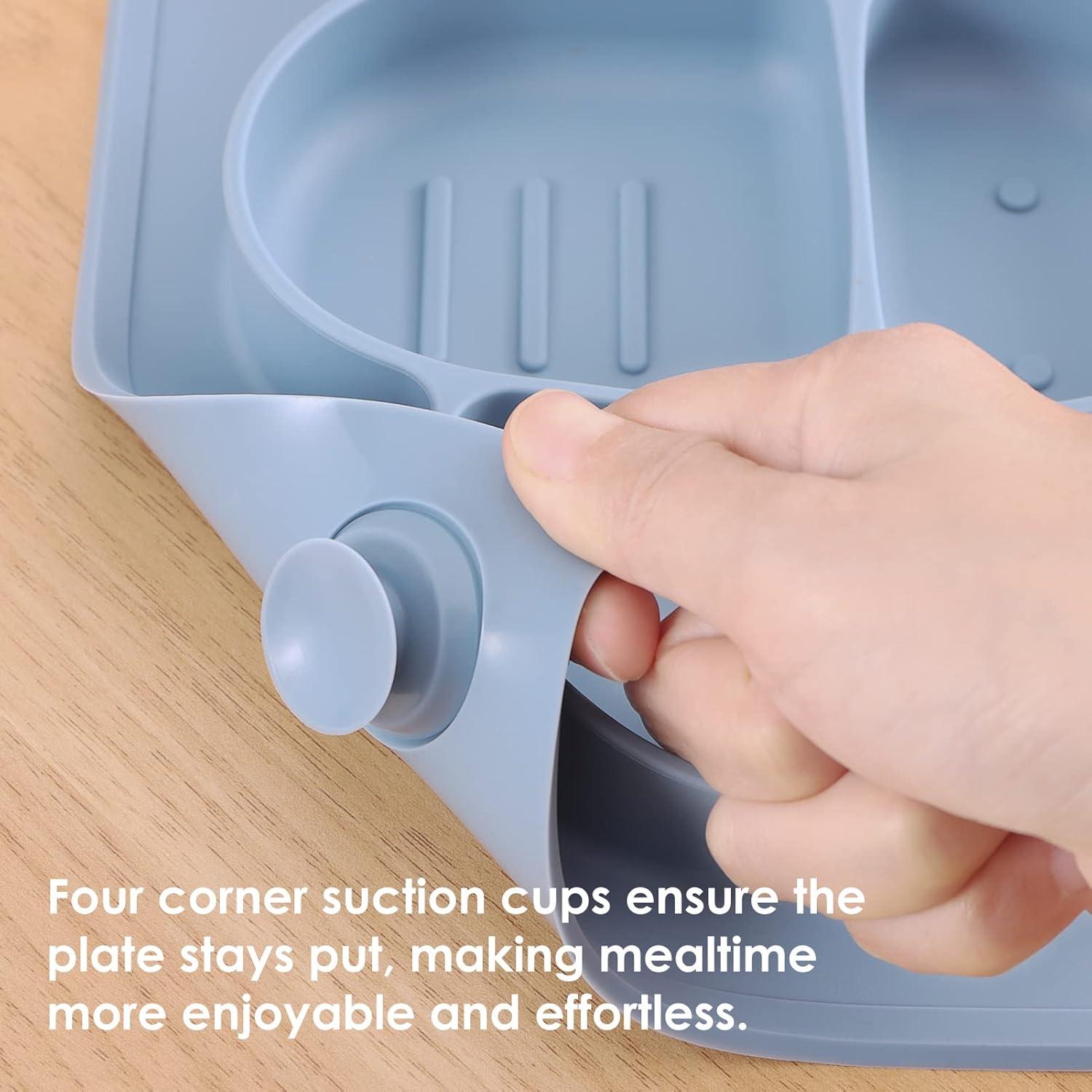 Plato de Silicona con Ventosas ROCCED para Bebés - Azul