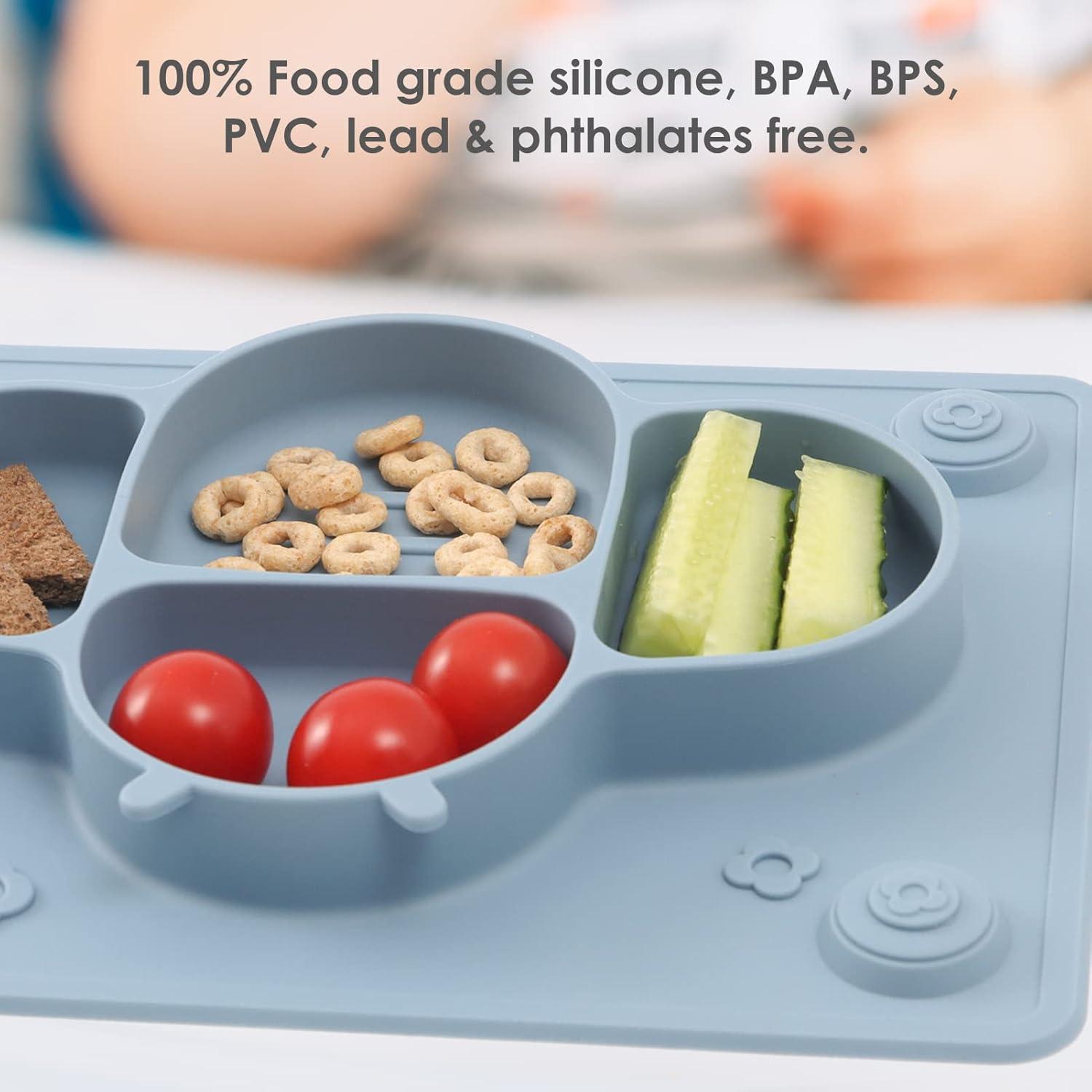 Plato de Silicona con Ventosas ROCCED para Bebés - Azul