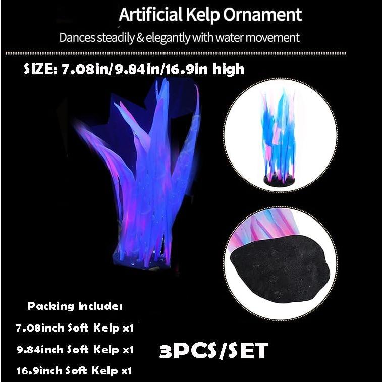 Juego de 3 Plantas de Acuario de Silicona REIRQIE - 18cm, 25cm, 43cm