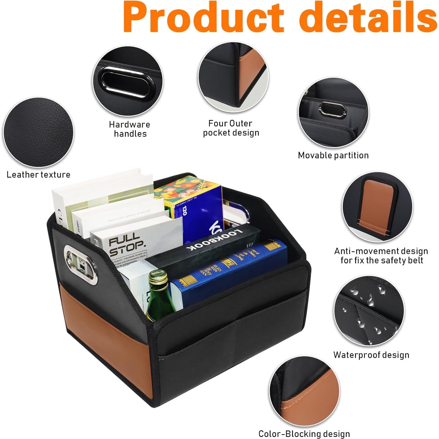 Organizador de Auto Noaman Negro - Almacenamiento Plegable 22L