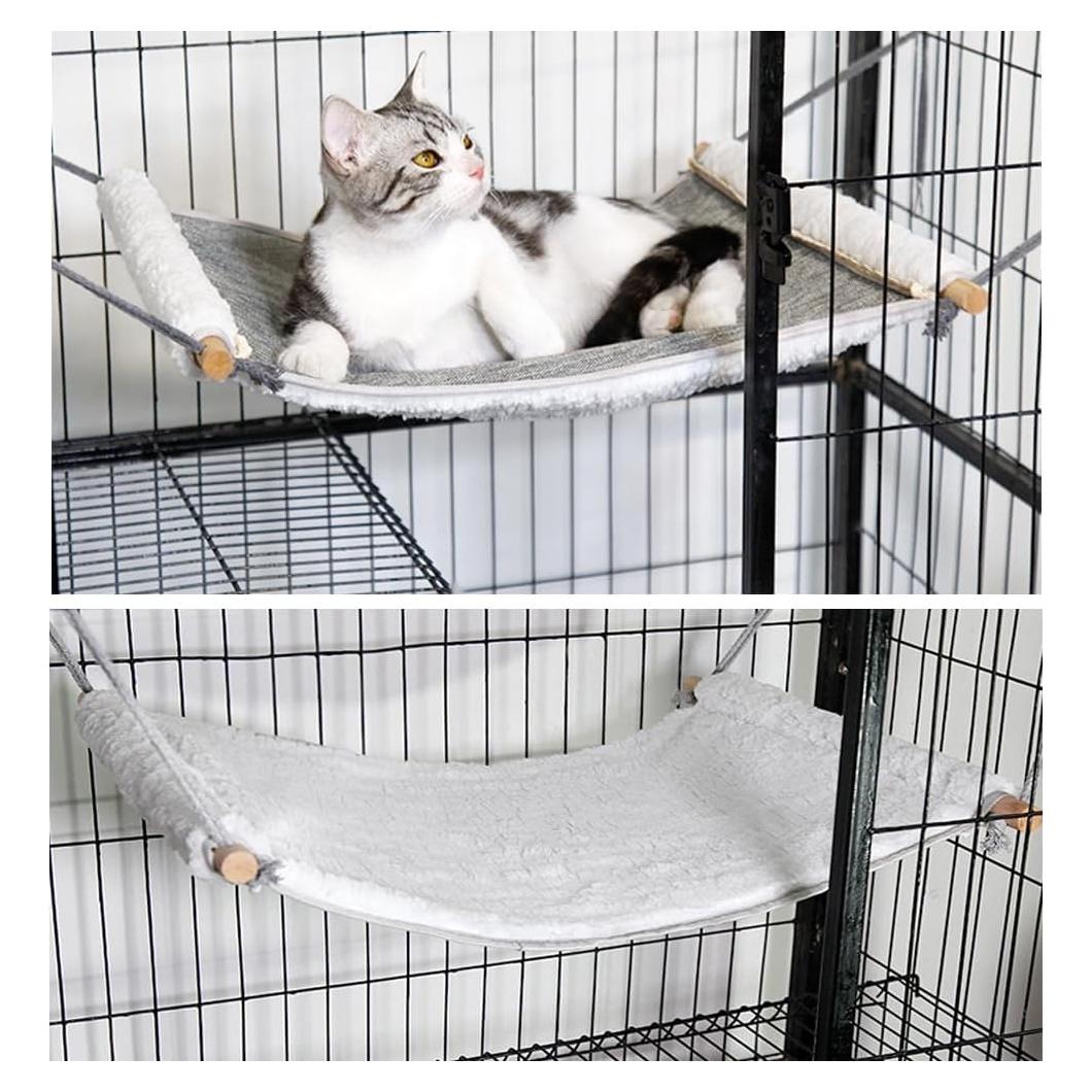 Hamaca Reversible para Gato Yawggy Mediana Gris y Blanco