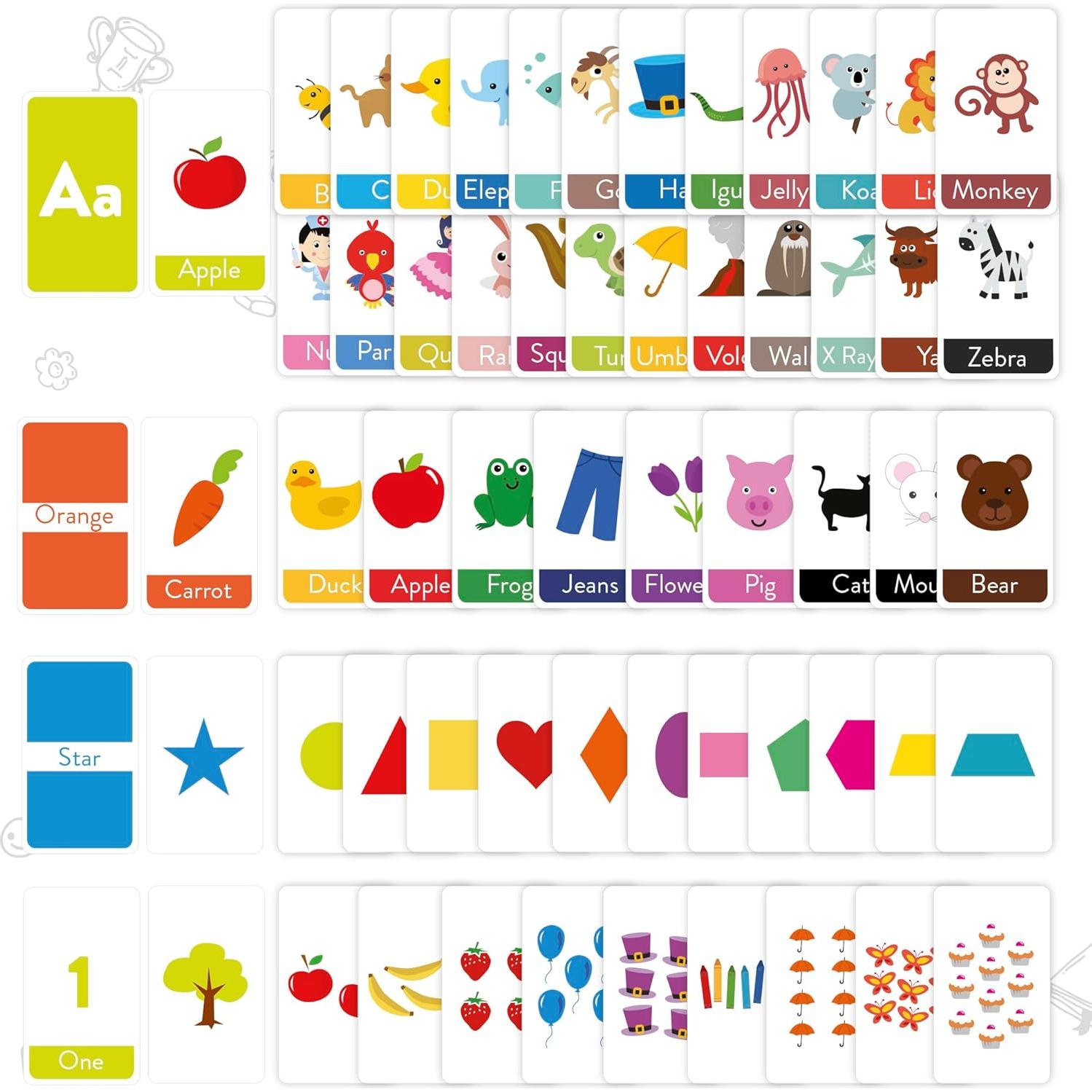 Tarjetas de Flash Merka para Niños 1-4 Años, Set 58 Piezas