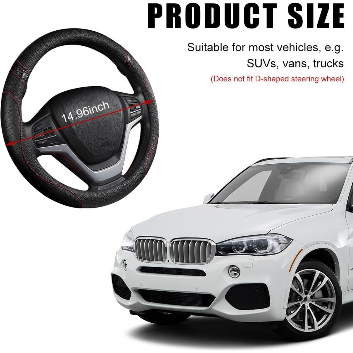 Funda de Volante de Coche Povtii Antideslizante 38.1 cm Negro