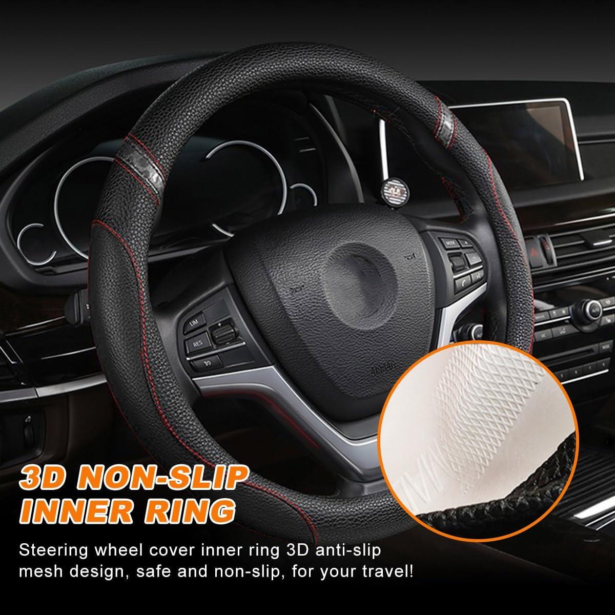 Funda de Volante de Coche Povtii Antideslizante 38.1 cm Negro