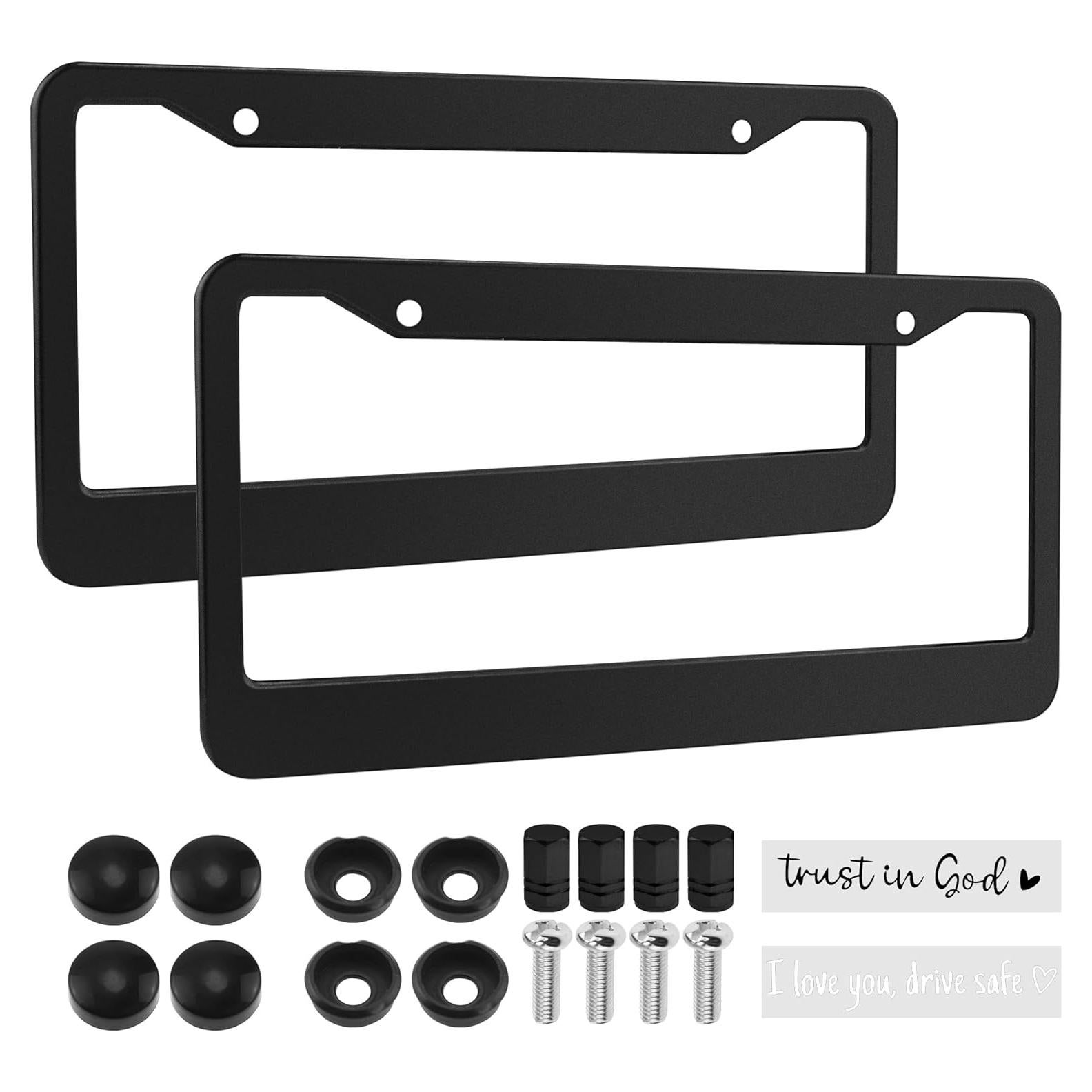 2PCS Marcos de Placas de Licencia ShineJack Acero Inoxidable Negro