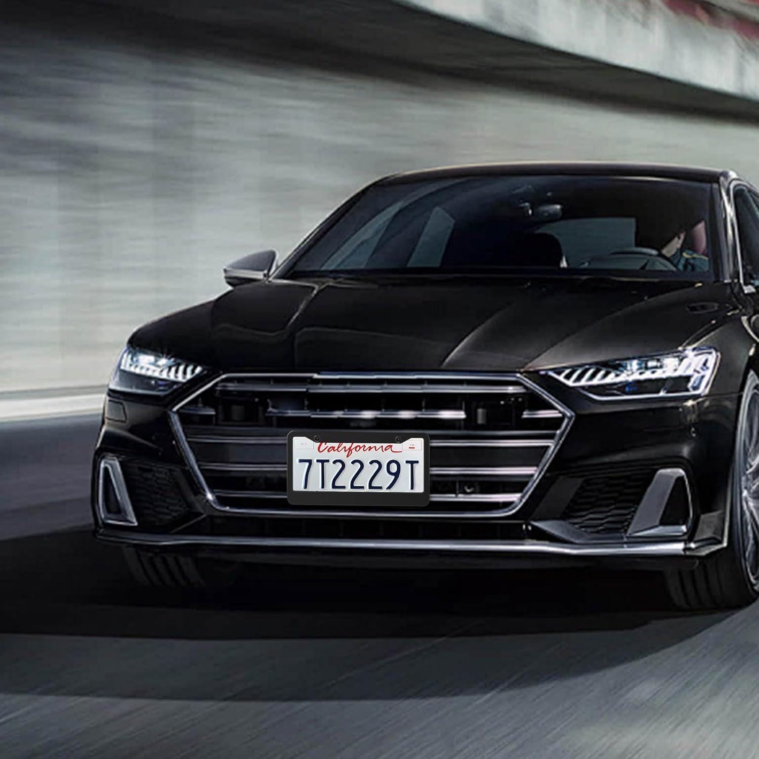 2PCS Marcos de Placas de Licencia ShineJack Acero Inoxidable Negro