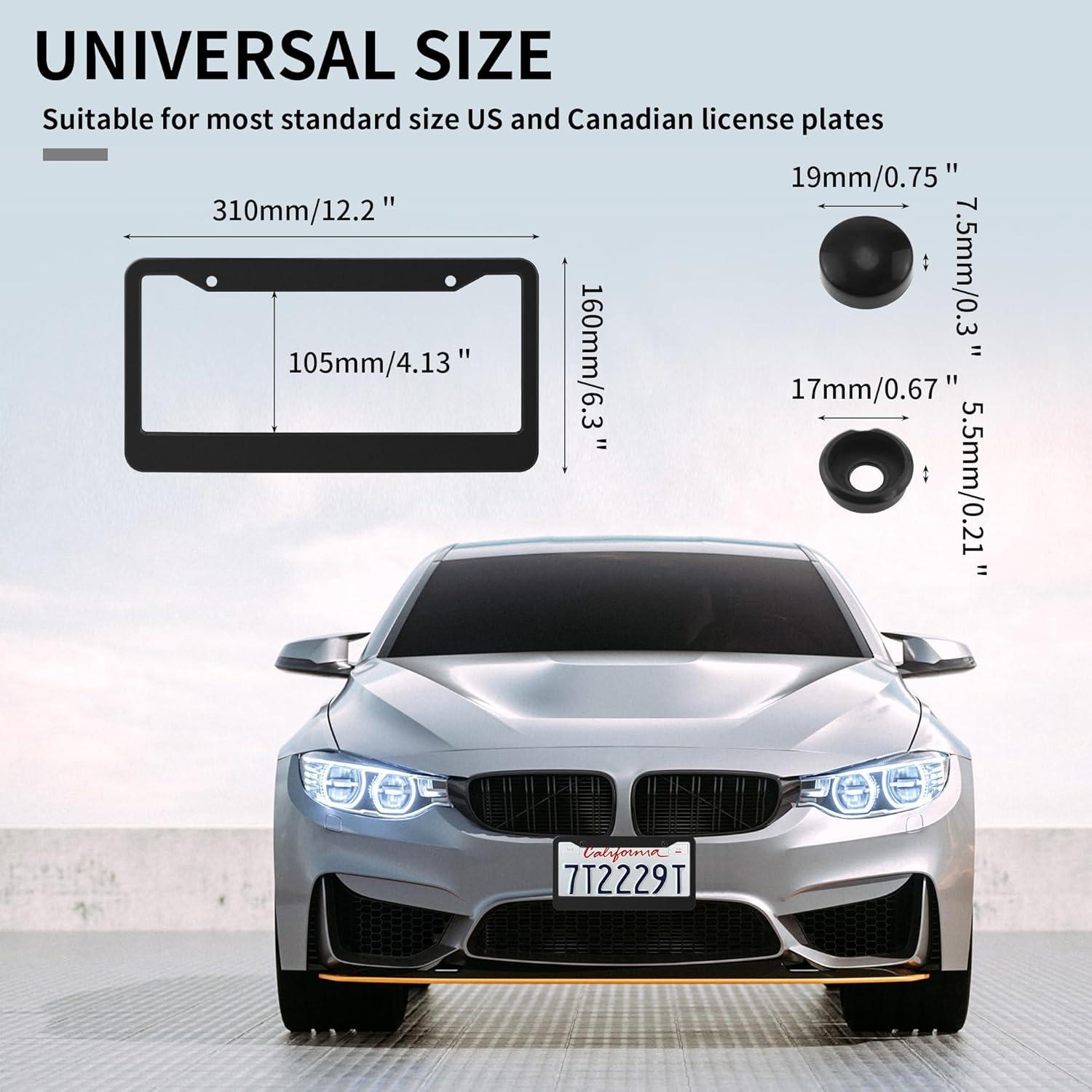 2PCS Marcos de Placas de Licencia ShineJack Acero Inoxidable Negro