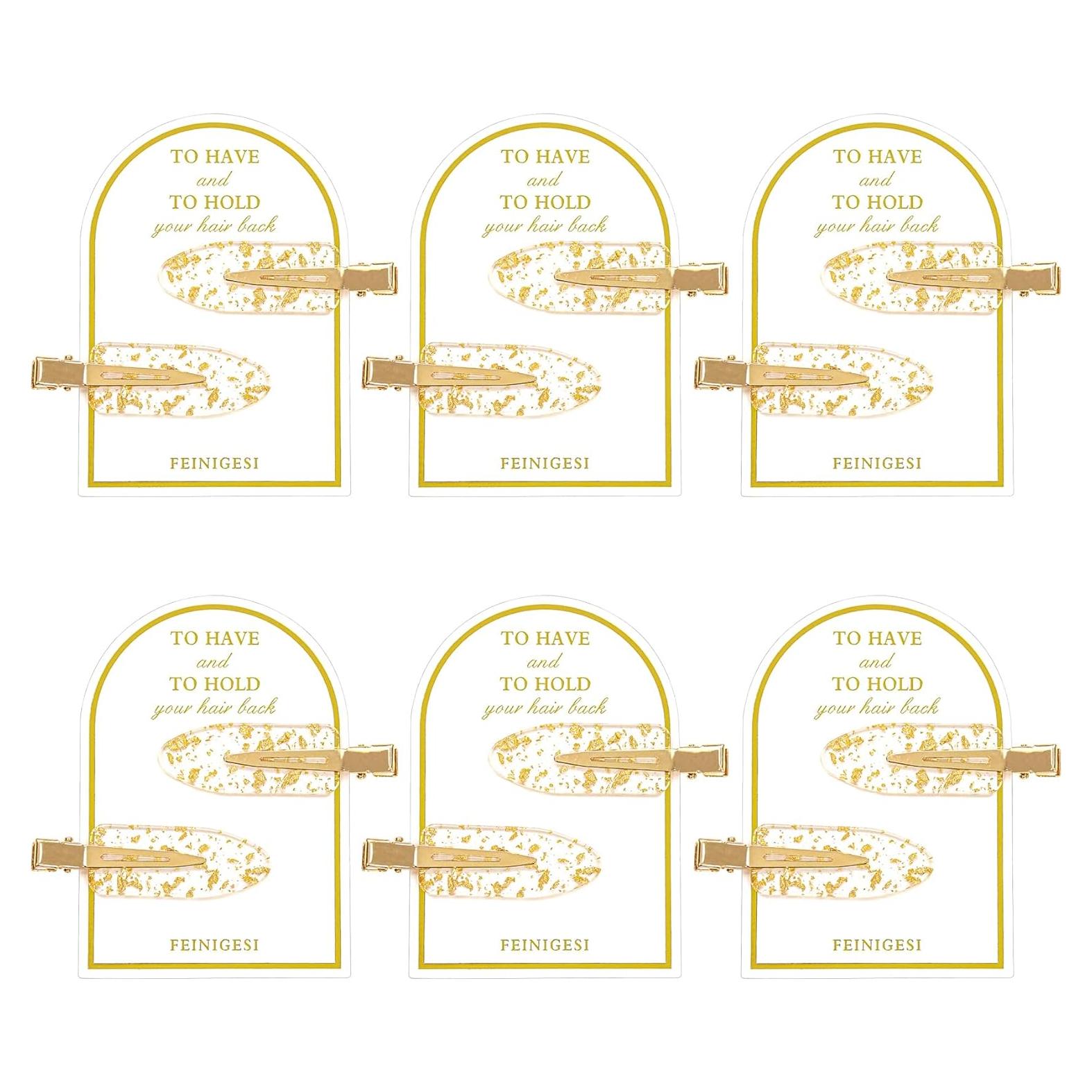 Clip de Cabello Brillante Sin Doblado FEINIGESI - 12 Piezas
