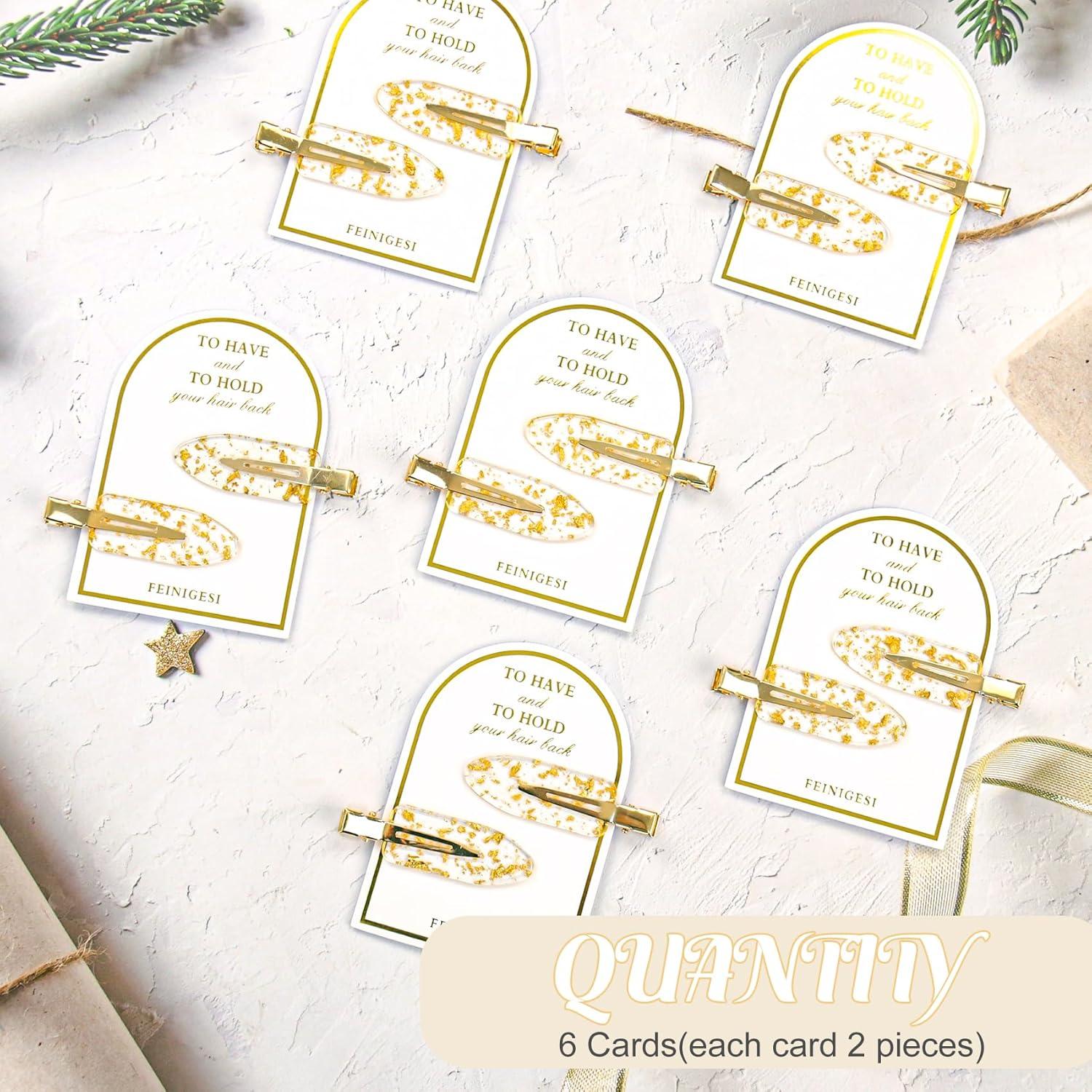 Clip de Cabello Brillante Sin Doblado FEINIGESI - 12 Piezas