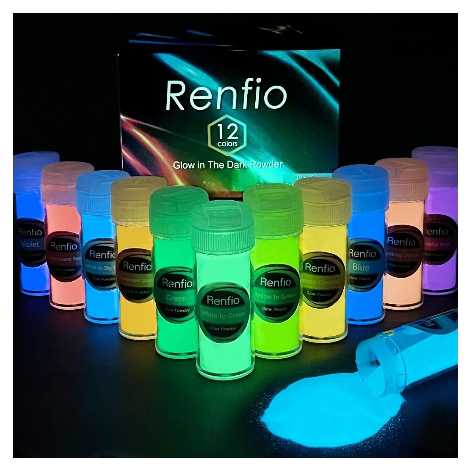 Conjunto de Polvo Brillante en la Oscuridad Renfio 12 Colores 276g