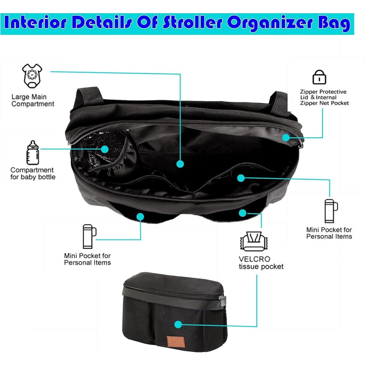 Organizador de Carrito de Bebé Miracle - Caddy Universal Negro