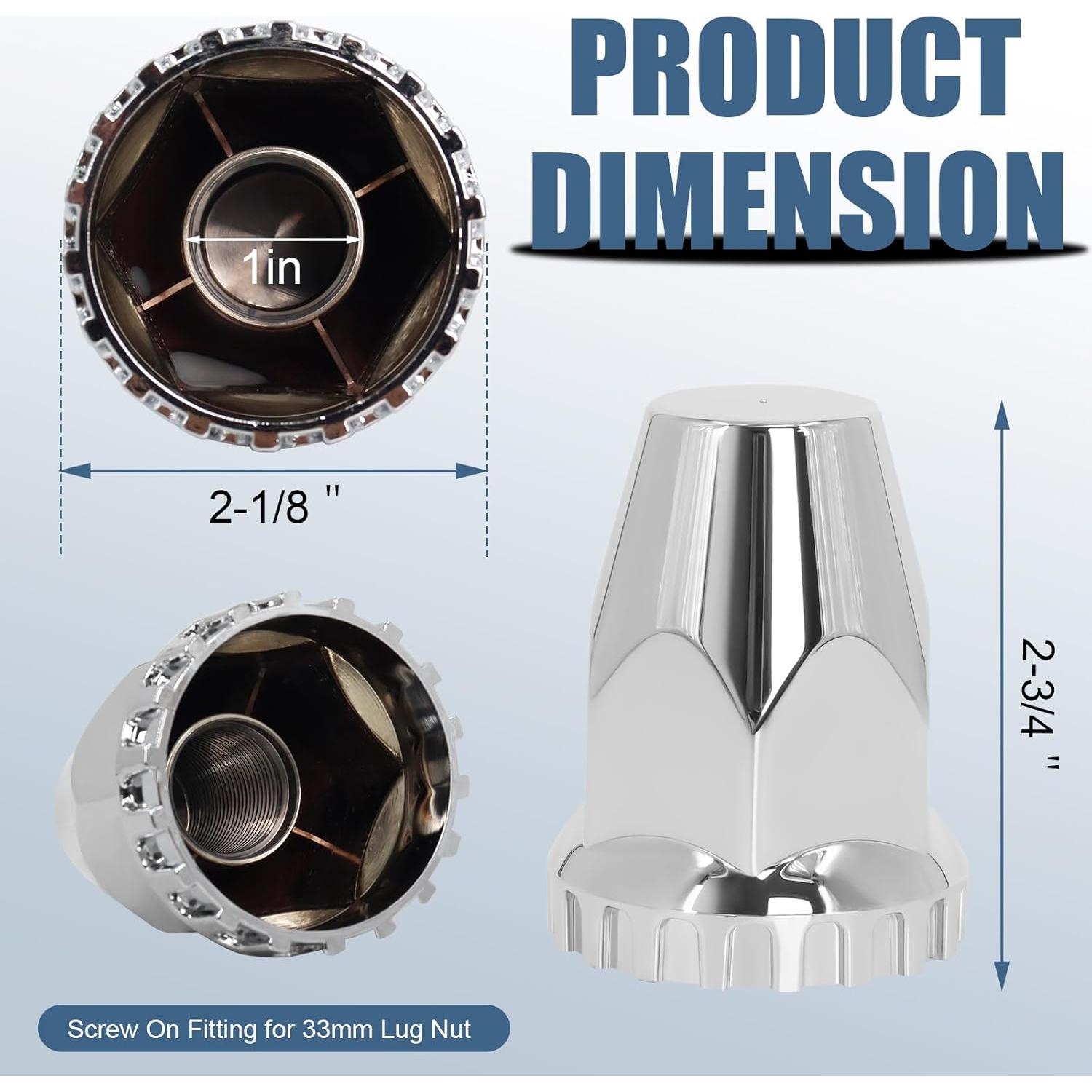 Cubiertas de Tuerca de Tornillo Wadoy 33 mm Cromadas - 60 Piezas