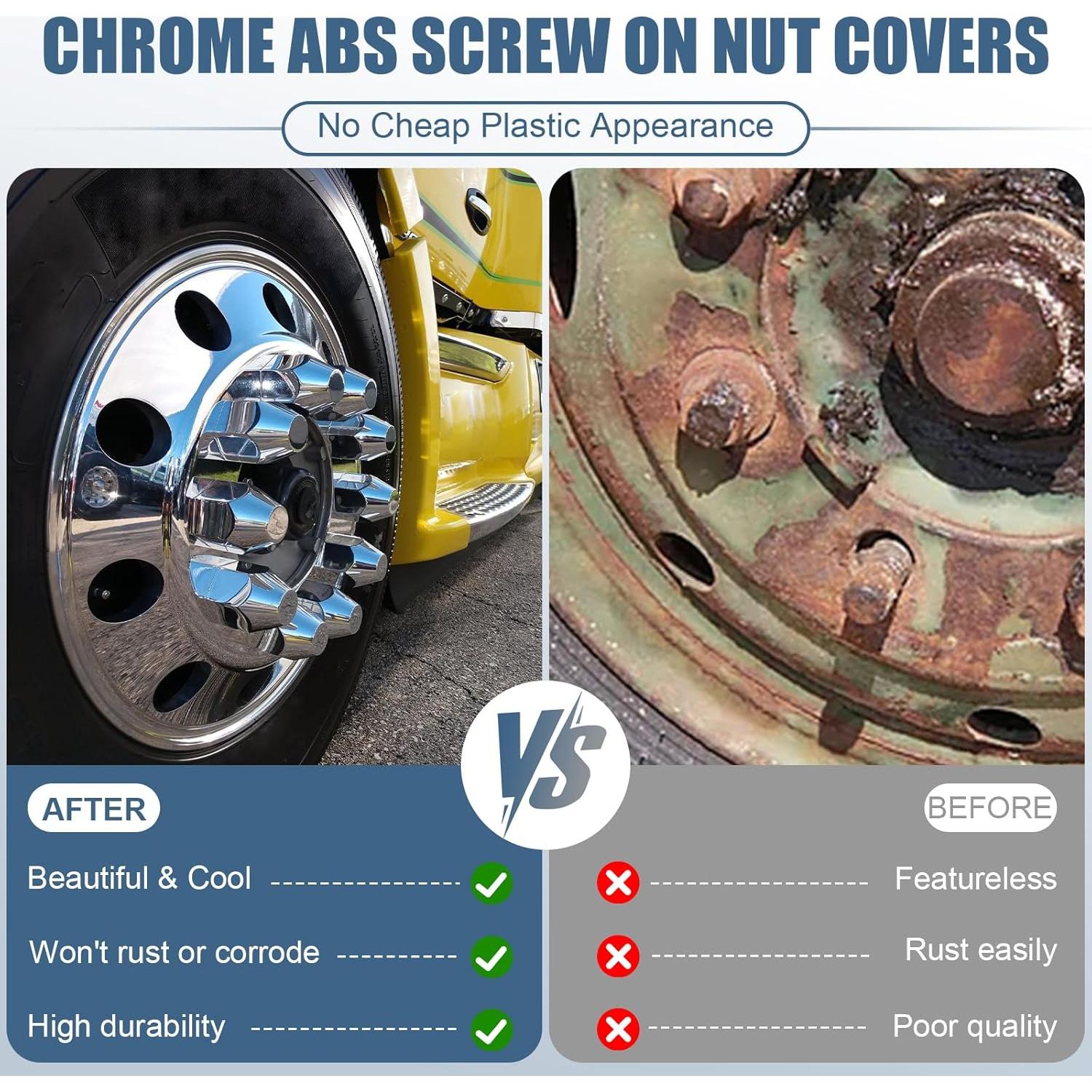 Cubiertas de Tuerca de Tornillo Wadoy 33 mm Cromadas - 60 Piezas