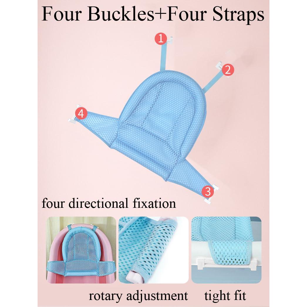Soporte de Baño Ajustable para Bebés Malla Antideslizante Azul