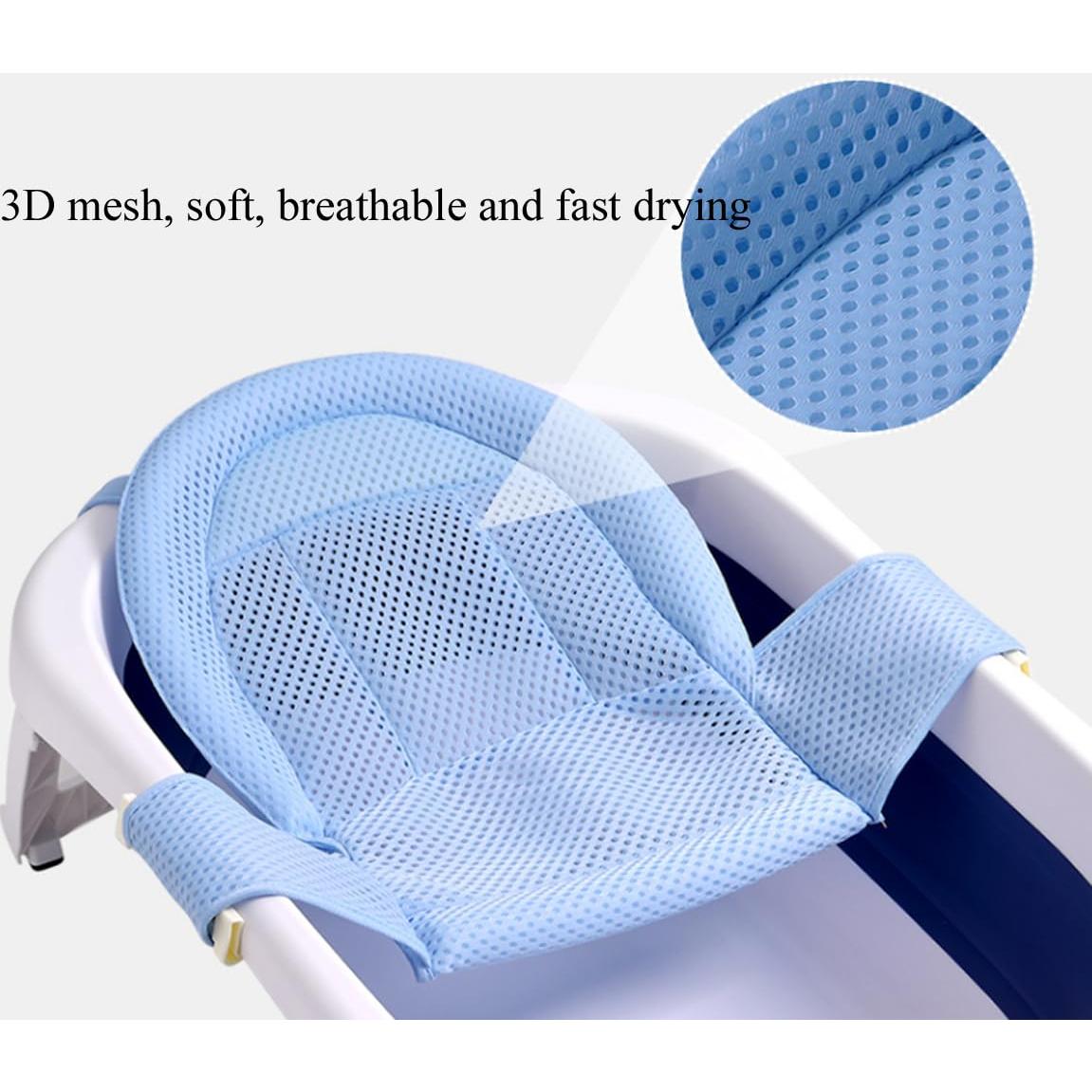 Soporte de Baño Ajustable para Bebés Malla Antideslizante Azul