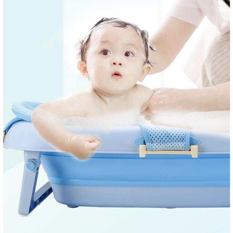 Soporte de Baño Ajustable para Bebés Malla Antideslizante Azul