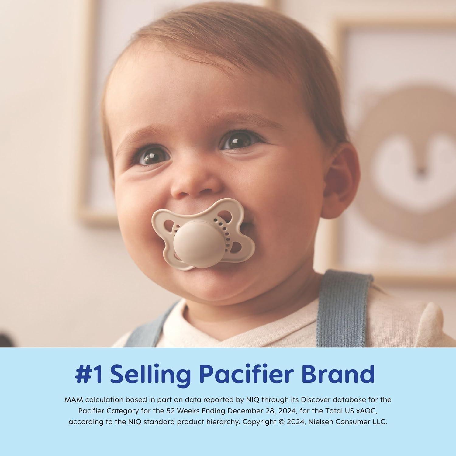 Chupetes MAM Original Mate 0-6 meses, Paquete de 4, Silicona BPA Free