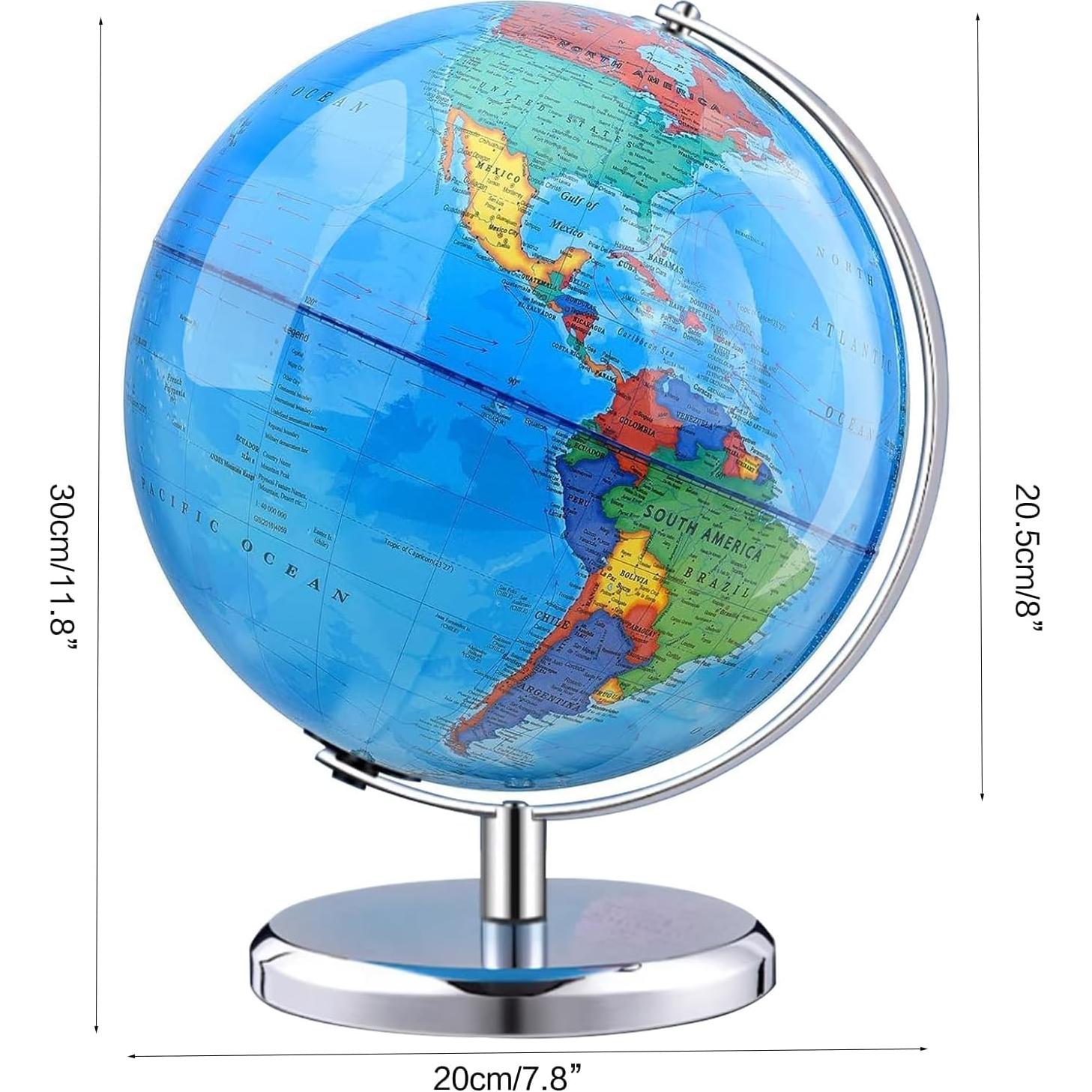 Globo Terráqueo Giratorio TTKTK 20.32 cm Azul con Soporte de Acero