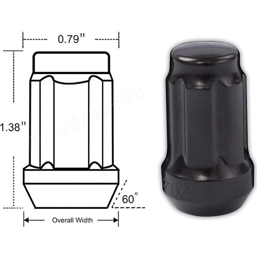 Tuercas de Rueda Negras DCVAUTO 1/2"-20 20 Pcs para Jeep y Ford