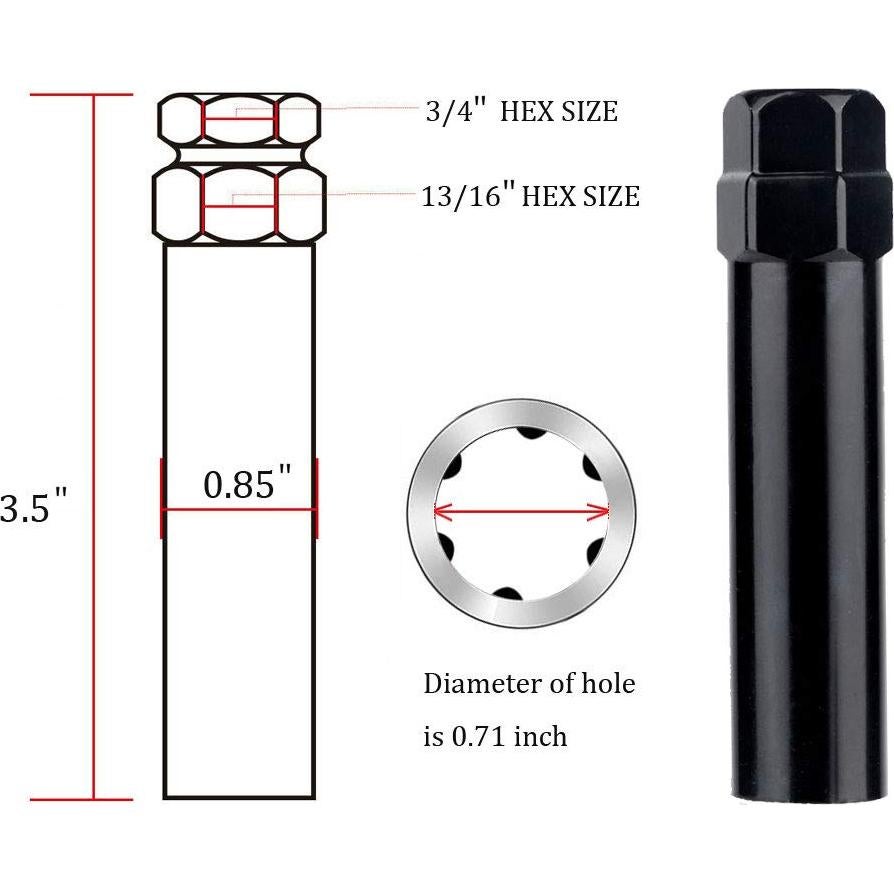 Tuercas de Rueda Negras DCVAUTO 1/2"-20 20 Pcs para Jeep y Ford