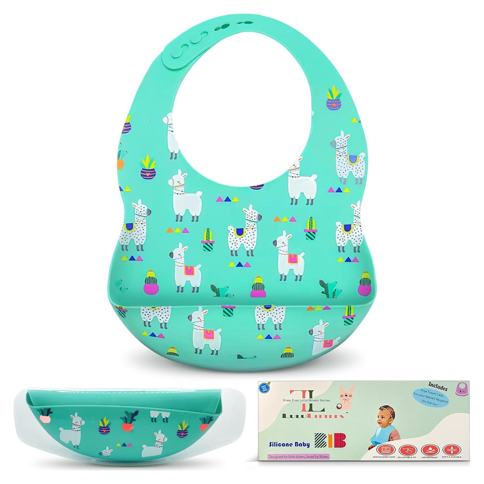 Baberos de silicona BPA Free con estuche de viaje para bebés