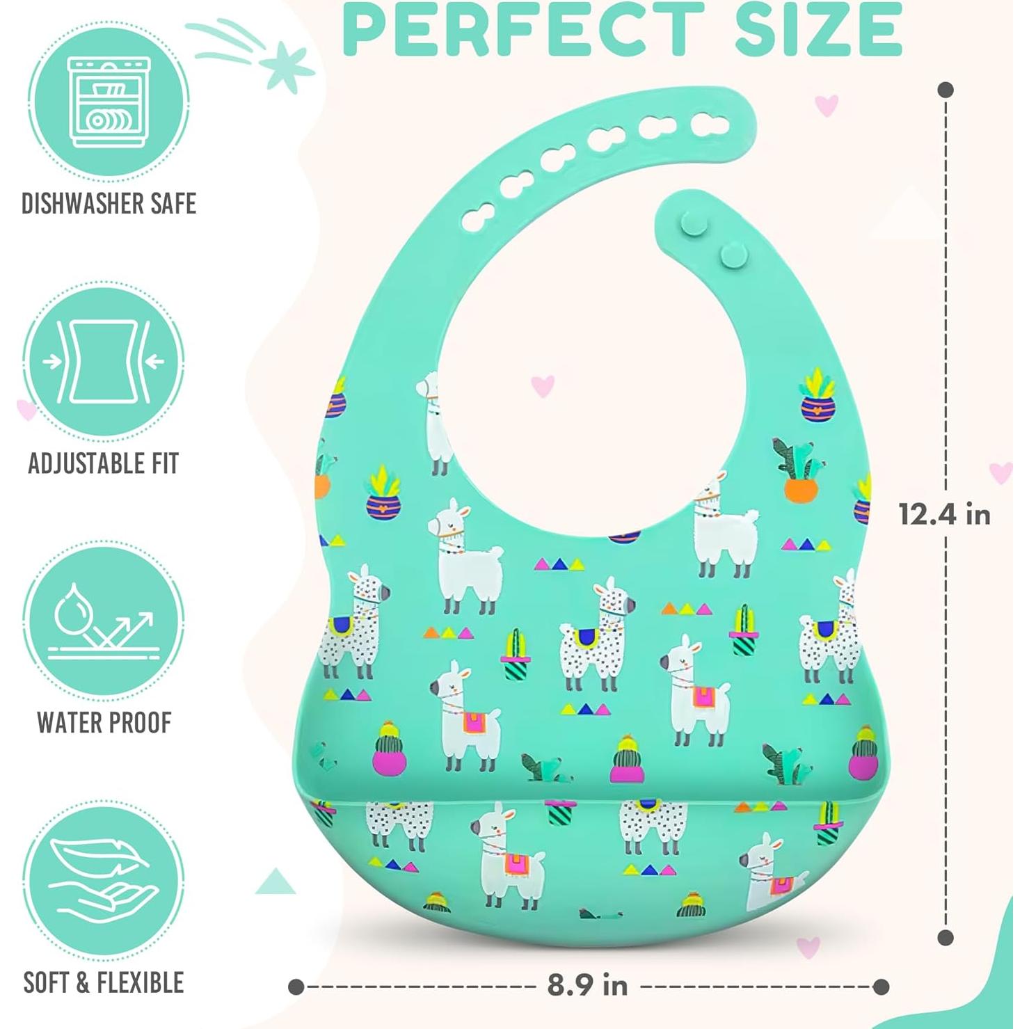 Baberos de silicona BPA Free con estuche de viaje para bebés