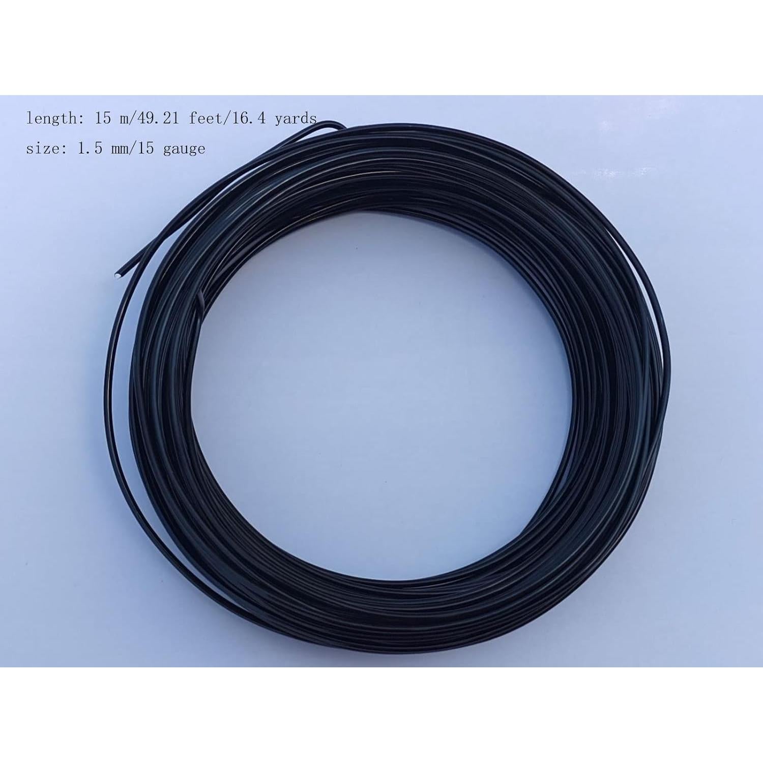Alambre de Aluminio Anodizado 1.5mm Negro 15 Gauge 15m DIY
