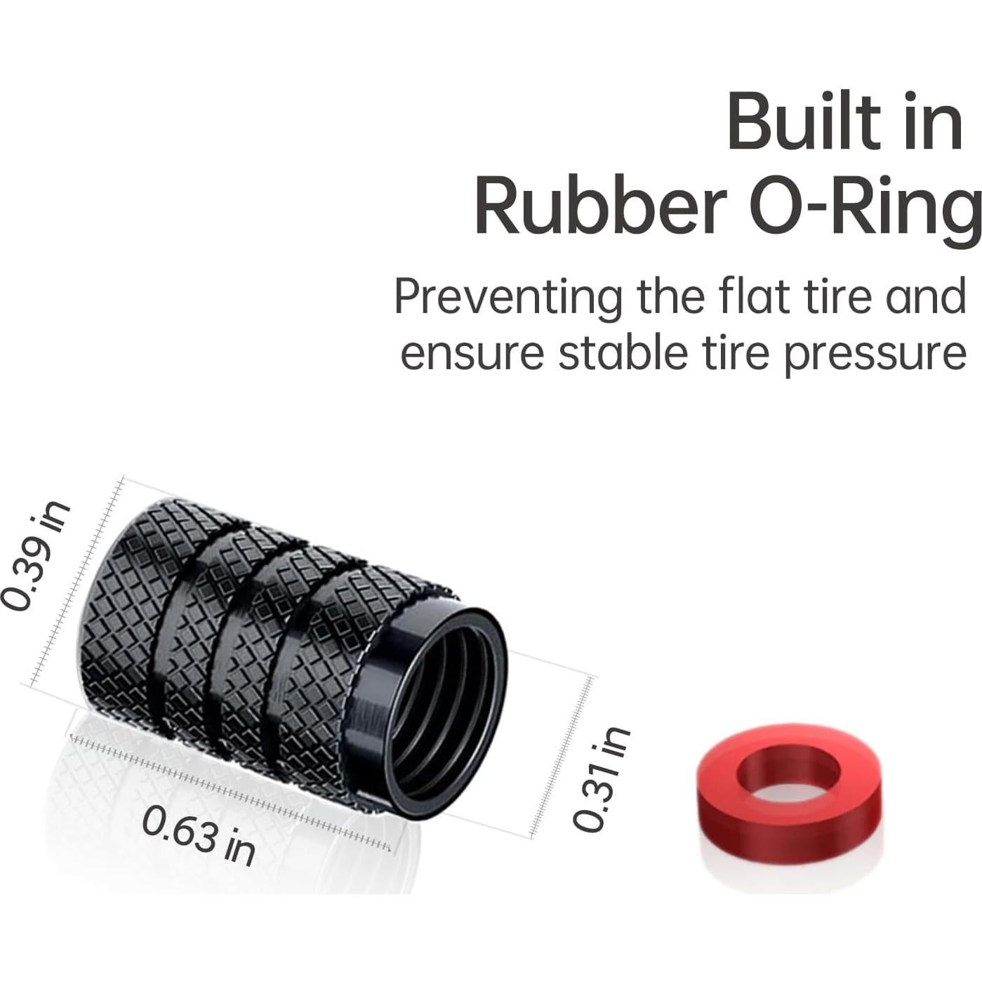 Tapas de Válvula de Neumático VAMOSEEHI 4 Pcs Metal Negro