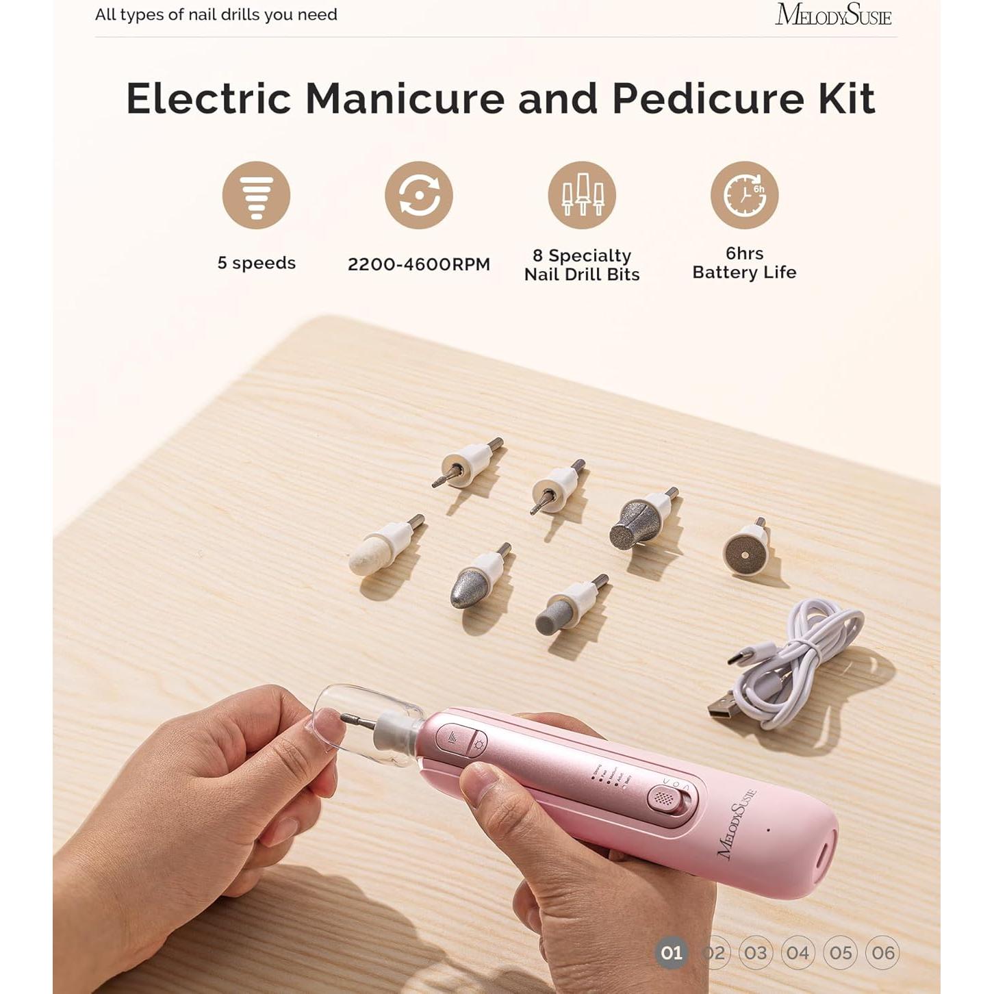 Kit de Manicura y Pedicura Eléctrico MelodySusie PC760G 8-en-1