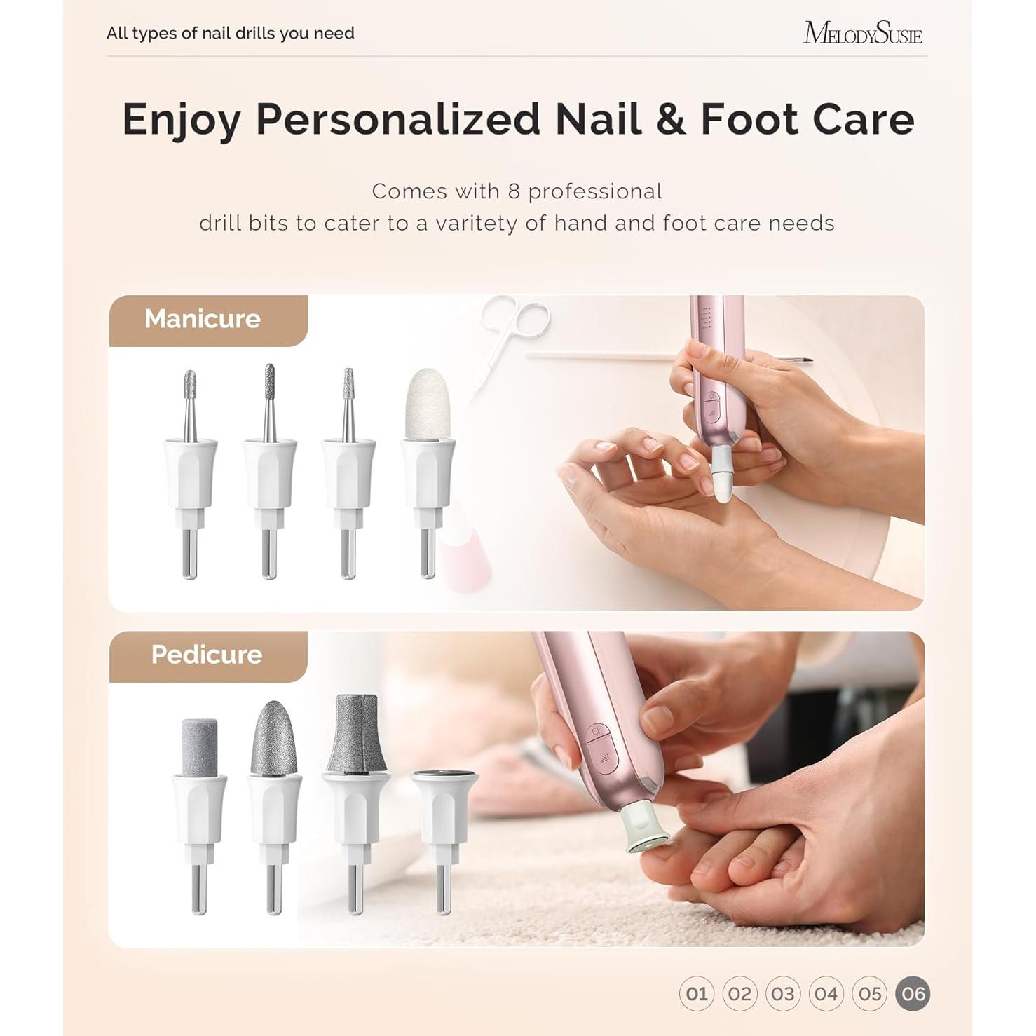 Kit de Manicura y Pedicura Eléctrico MelodySusie PC760G 8-en-1