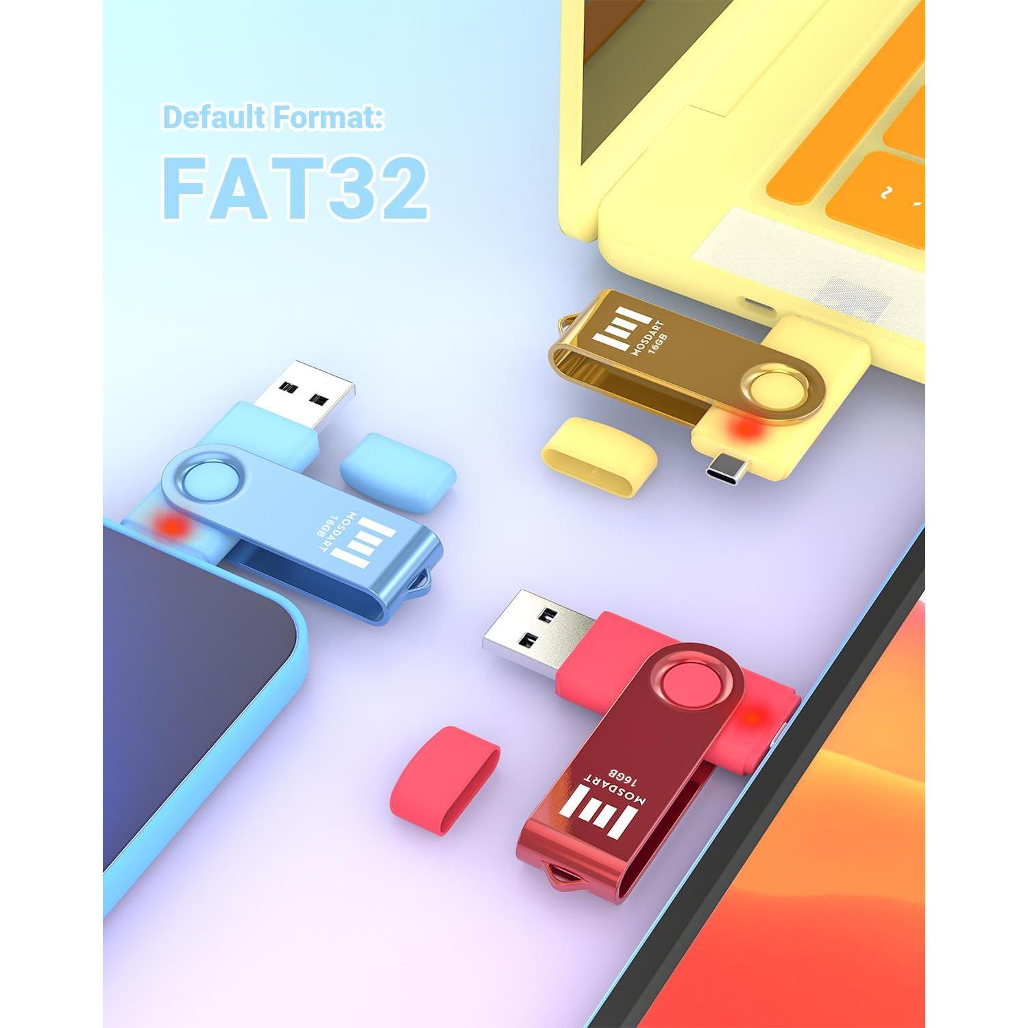 Unidad Flash USB Dual C MOSDART 16GB Multicolor Paquete 5