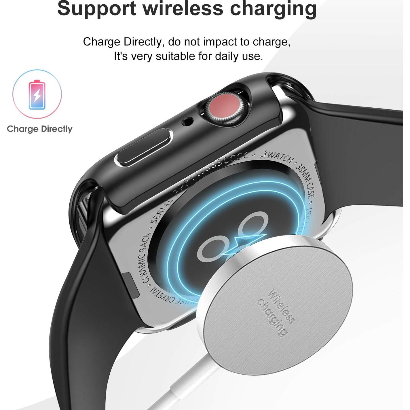 HANKN 6 Pack Hard Case for Apple Watch Series 6 5 4 SE 40mm Tempered Glass Screen Protector Case, Full Protective Cover Ultra-thin Shatterproof Matte Shell Shockproof Iwatch Bumper (40mm)