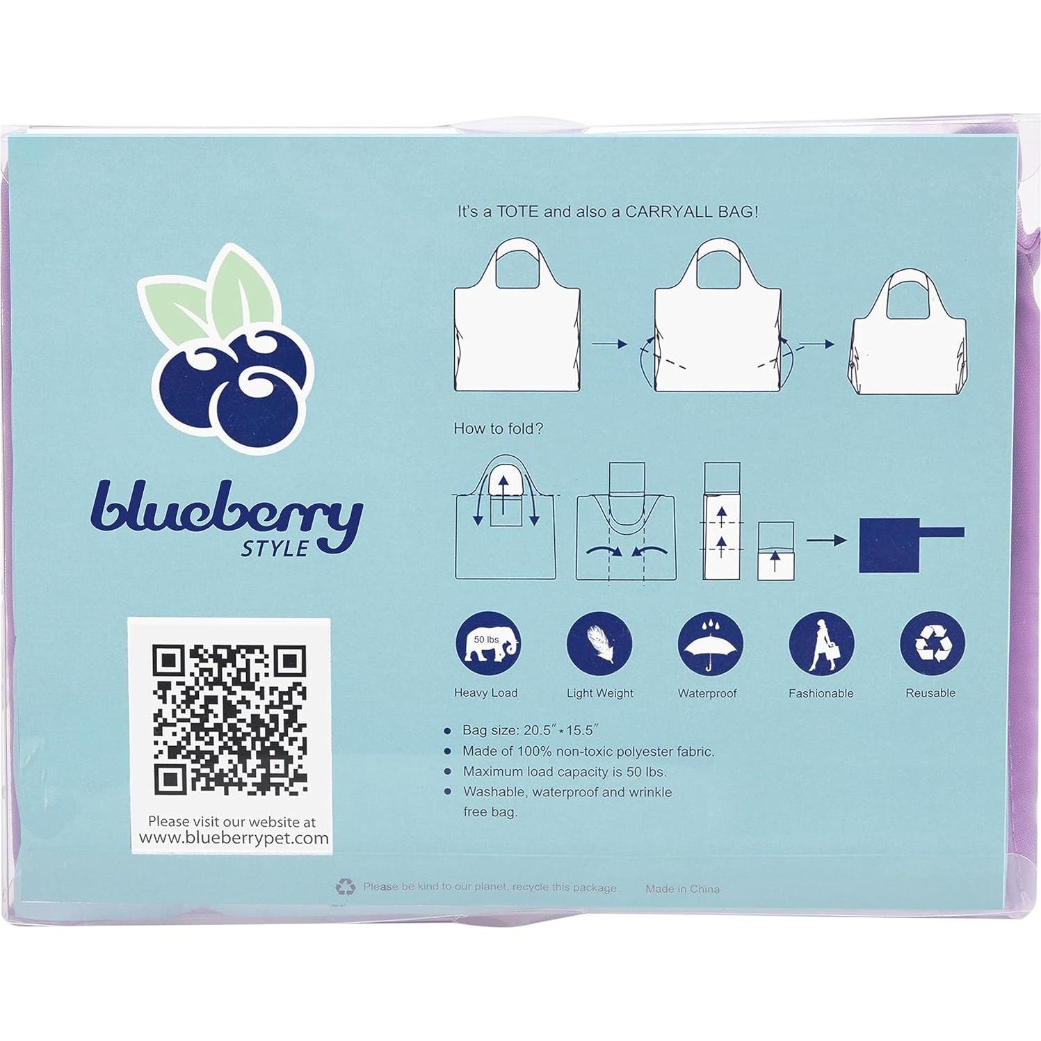 Bolsa de Compras Reutilizable Blueberry Pet Floral Lavanda 22.68 kg