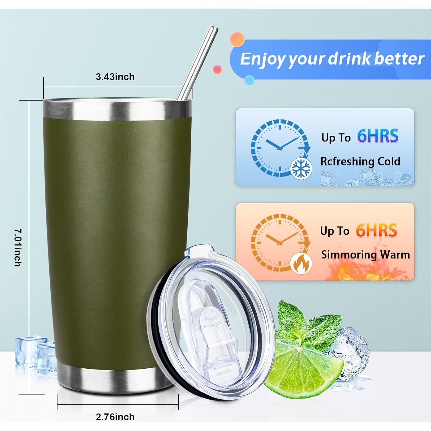 Vaso de acero inoxidable 20oz ATIKZHE con popote y tapa