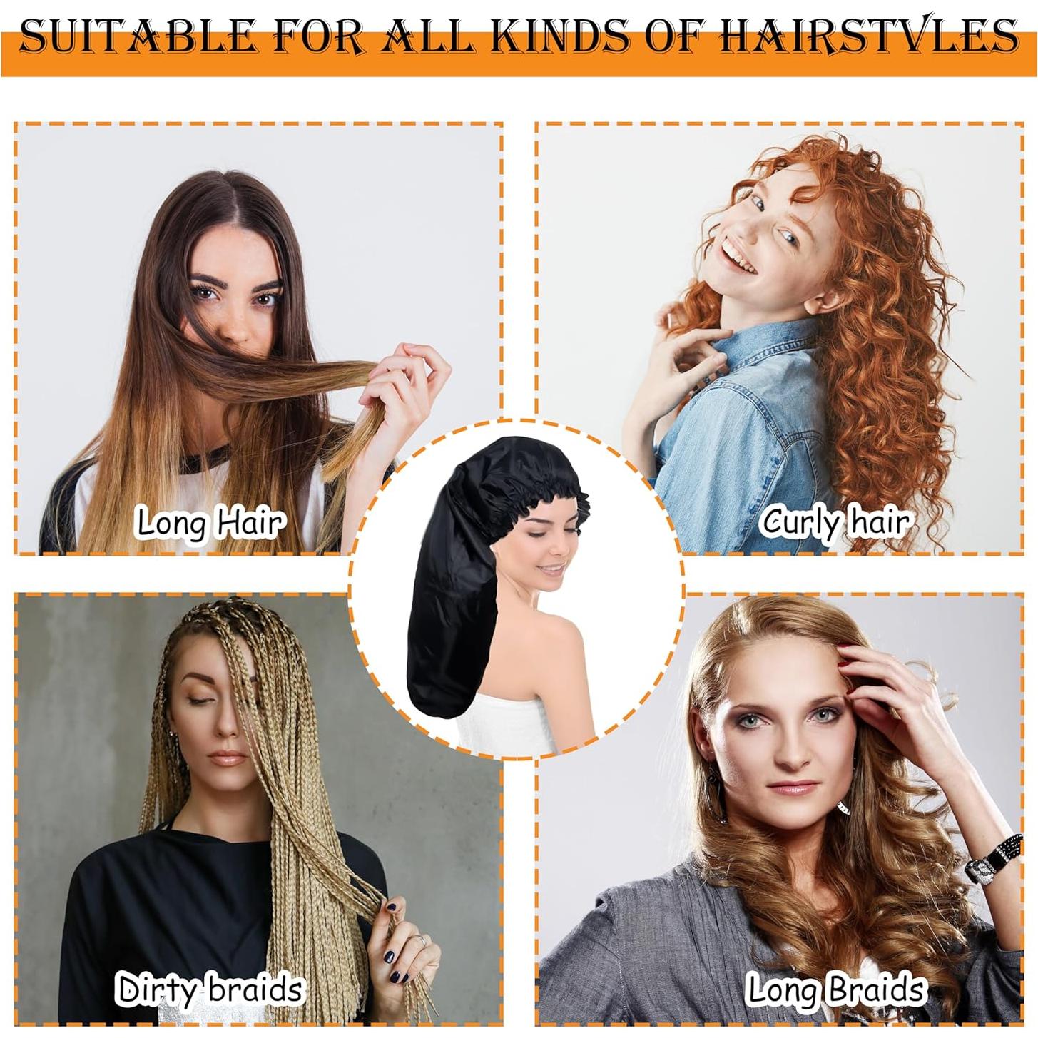 Gorros de Ducha Grandes para Mujeres - 2 PCS Impermeables