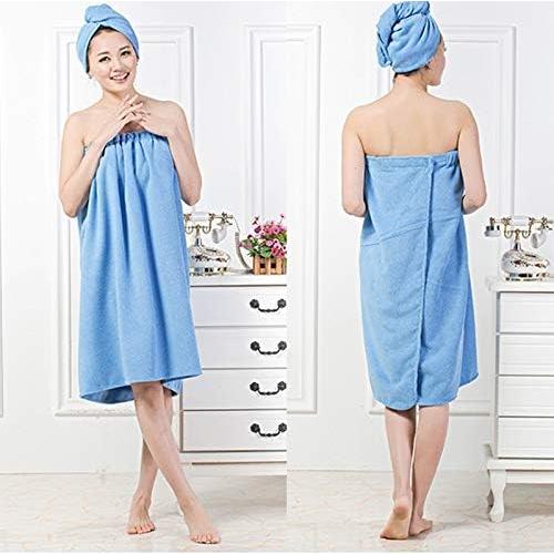 Conjunto de Bata de Microfibra Queena con Turbante Azul 150x90cm