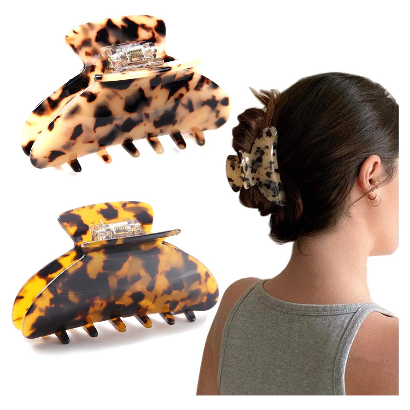 Clips de Garra para Cabello Eyegla 2 Pcs Concha de Tortuga